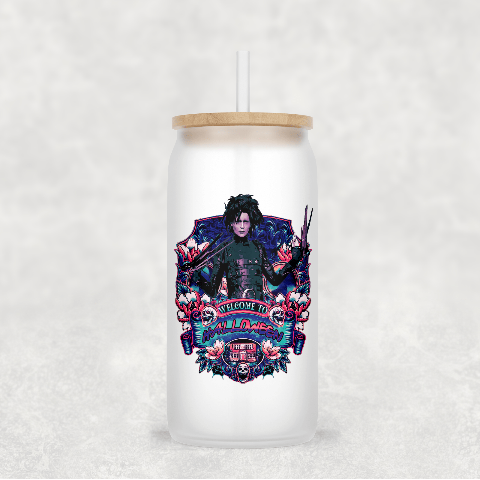 Main Villains Set 2 Glass Cup with clear straw and bamboo lid-Drinkware-Stay Foxy Boutique, Florissant, Missouri