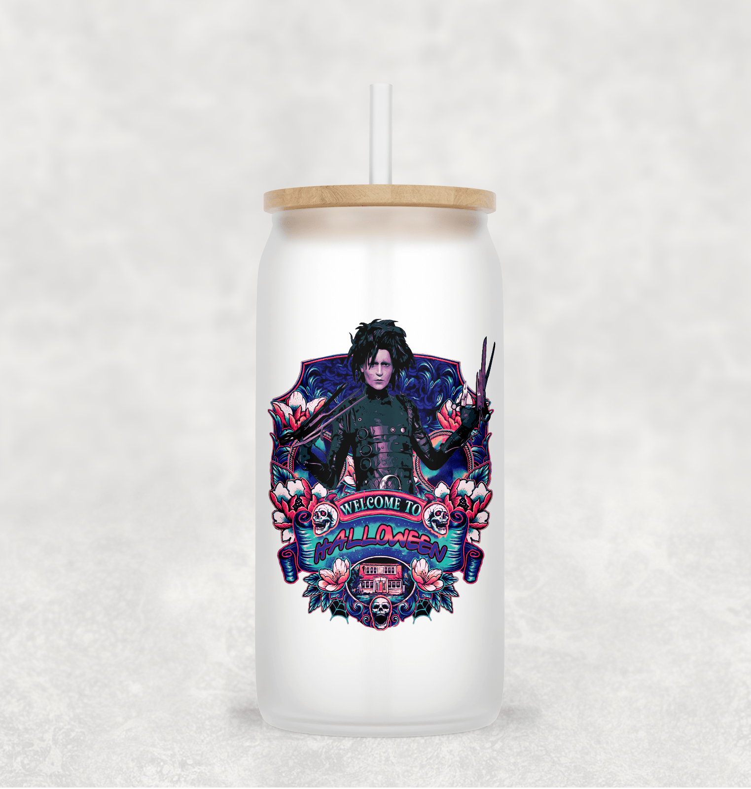 Main Villains Set 2 Glass Cup with clear straw and bamboo lid-Drinkware-Stay Foxy Boutique, Florissant, Missouri
