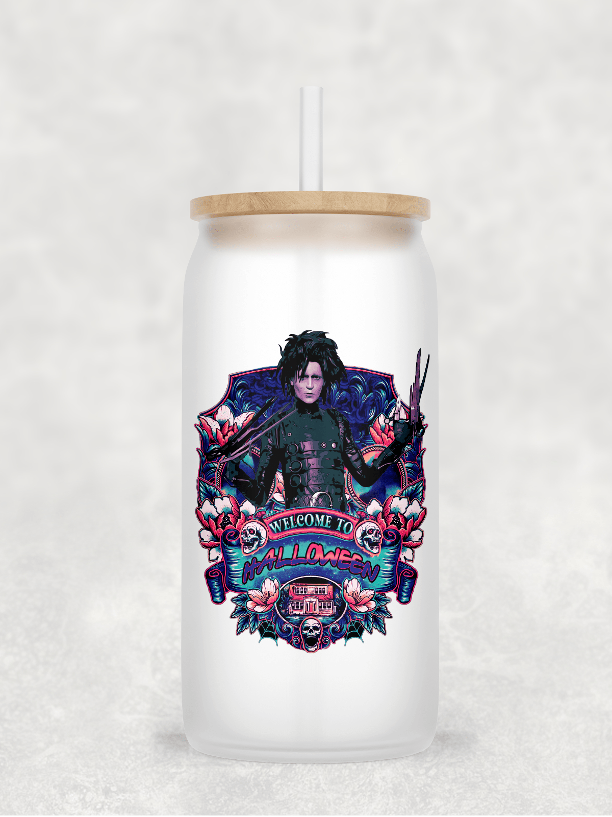 Main Villains Set 2 Glass Cup with clear straw and bamboo lid-Drinkware-Stay Foxy Boutique, Florissant, Missouri