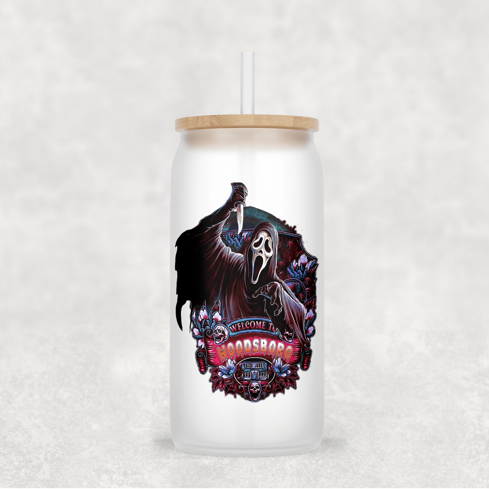 Main Villains Set 2 Glass Cup with clear straw and bamboo lid-Drinkware-Stay Foxy Boutique, Florissant, Missouri