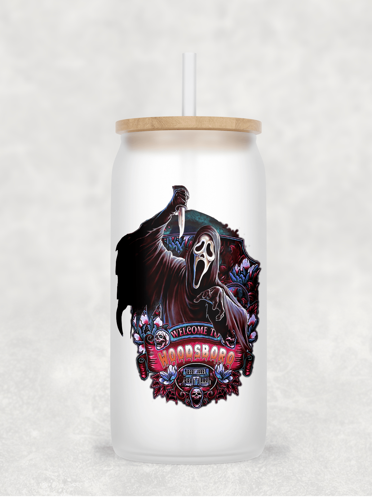 Main Villains Set 2 Glass Cup with clear straw and bamboo lid-Drinkware-Stay Foxy Boutique, Florissant, Missouri
