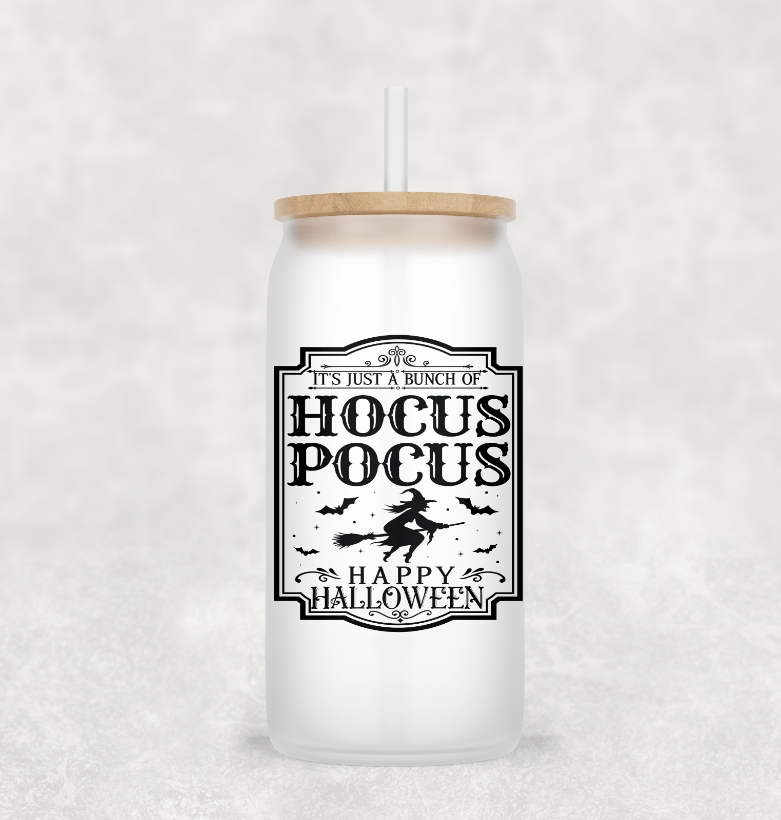 Pocus Glass Cup with clear straw and bamboo lid-Drinkware-Stay Foxy Boutique, Florissant, Missouri