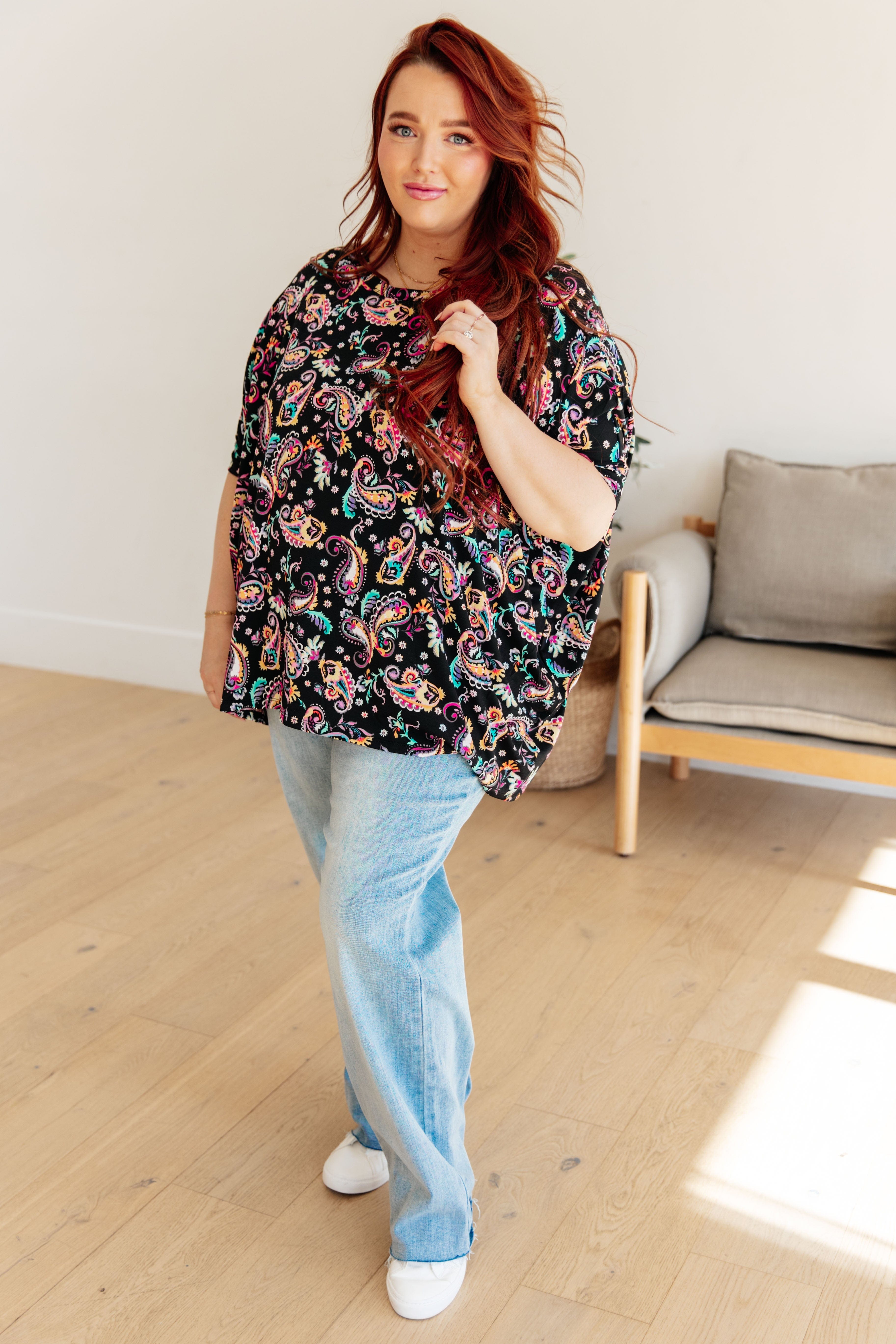 Essential Blouse in Black and Pink Paisley-Womens-Stay Foxy Boutique, Florissant, Missouri