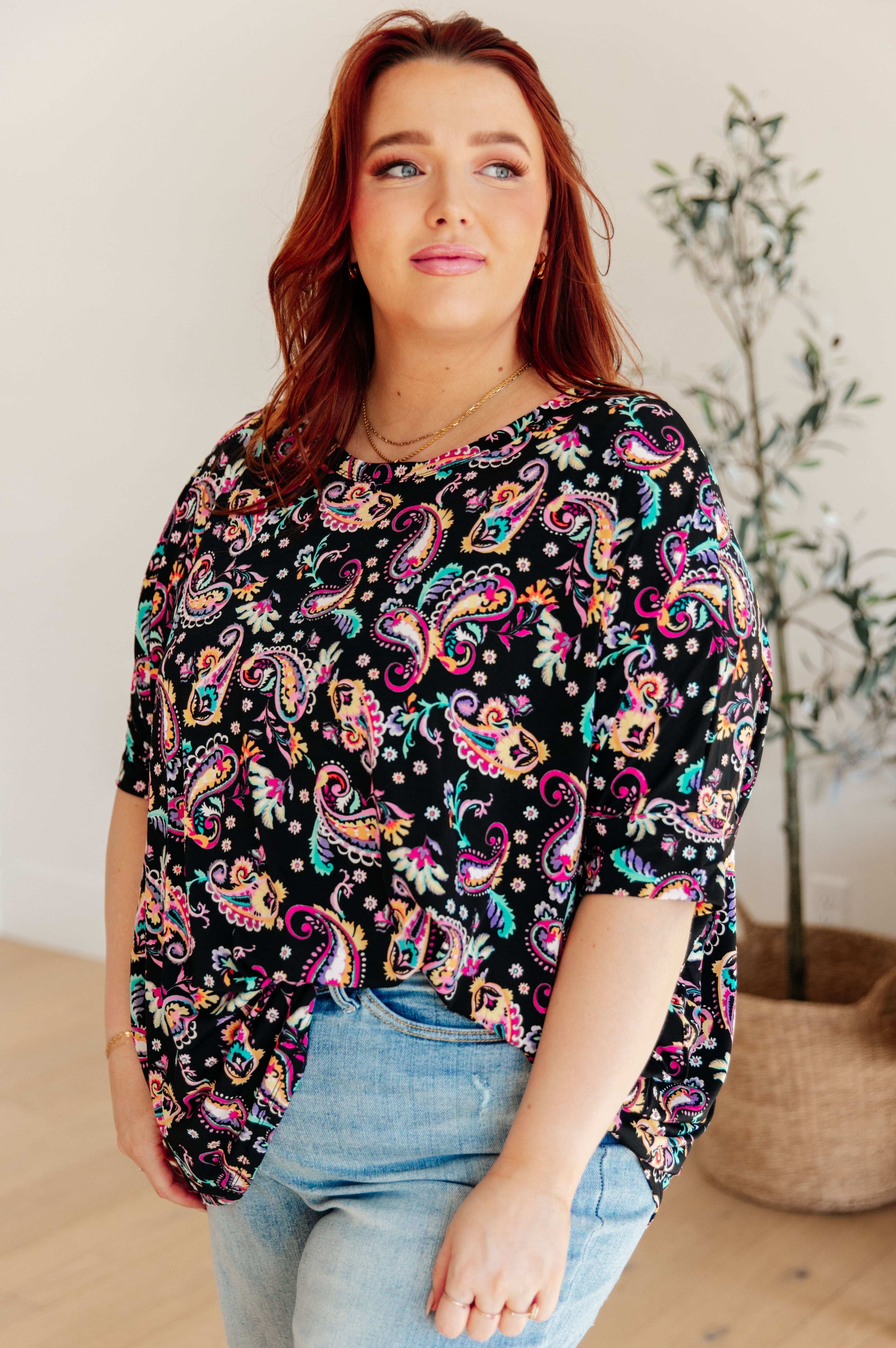 Essential Blouse in Black and Pink Paisley-Womens-Stay Foxy Boutique, Florissant, Missouri