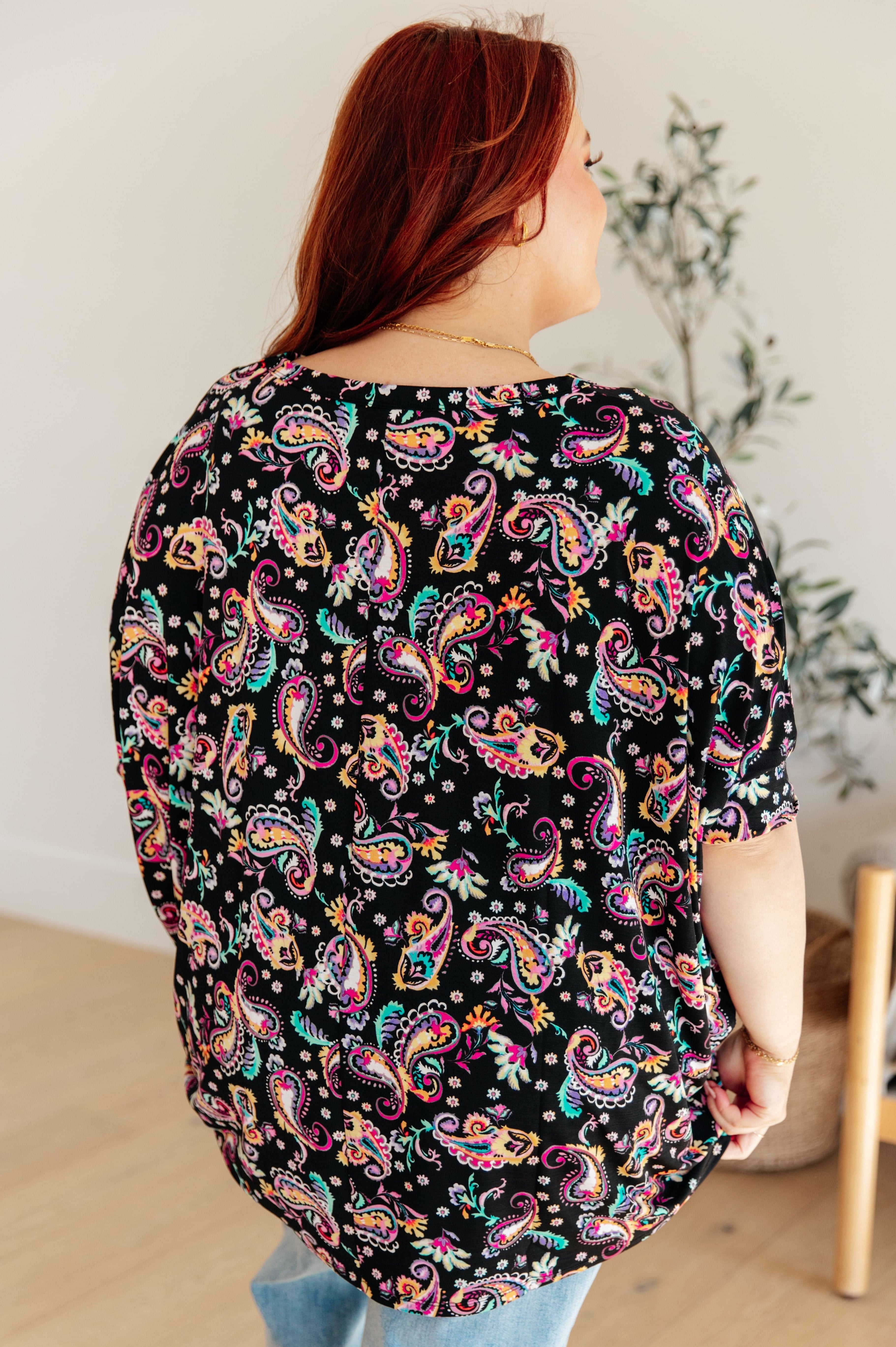 Essential Blouse in Black and Pink Paisley-Womens-Stay Foxy Boutique, Florissant, Missouri