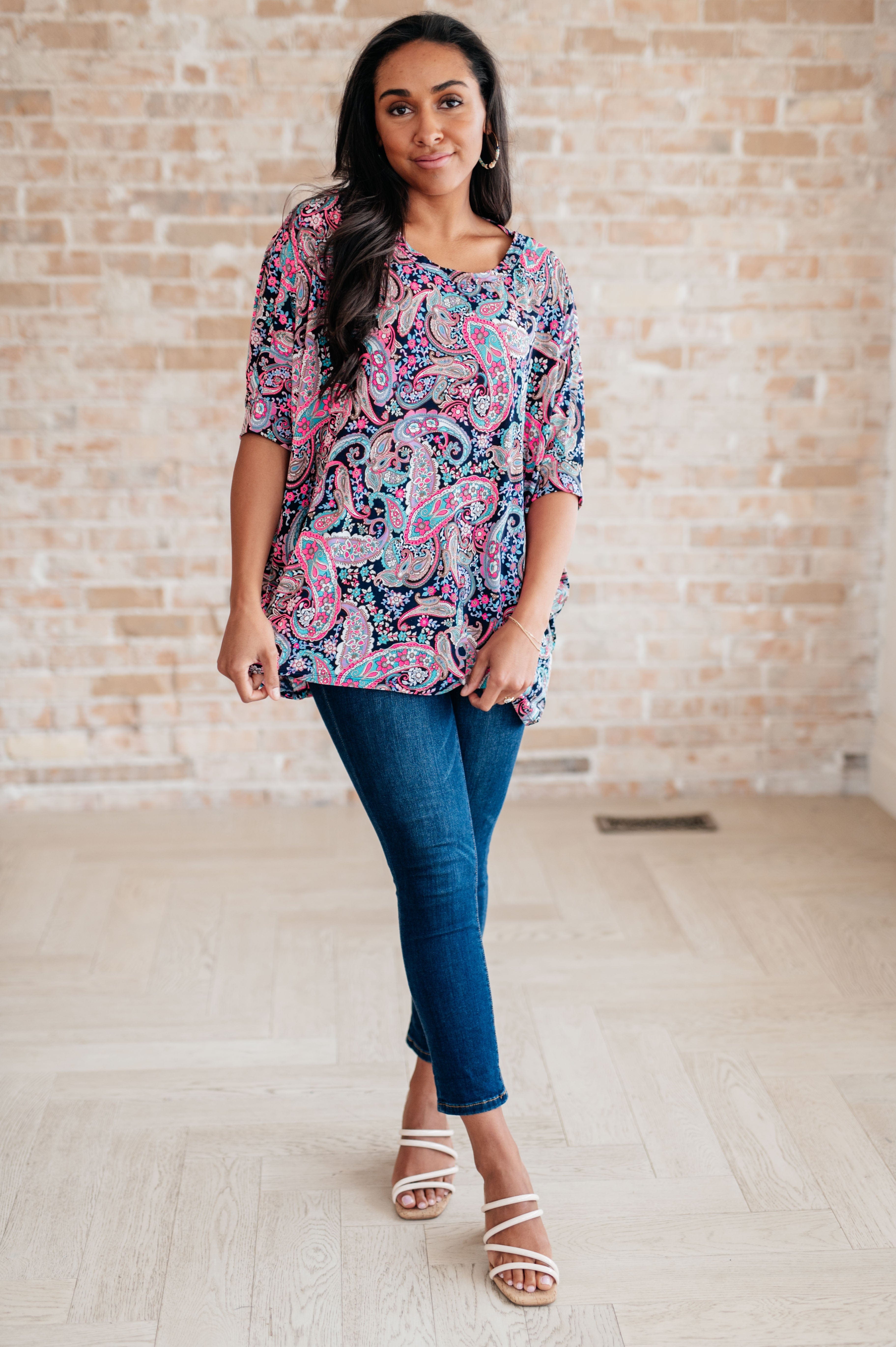 Essentially You Top in Pink Paisley-Tops-Stay Foxy Boutique, Florissant, Missouri