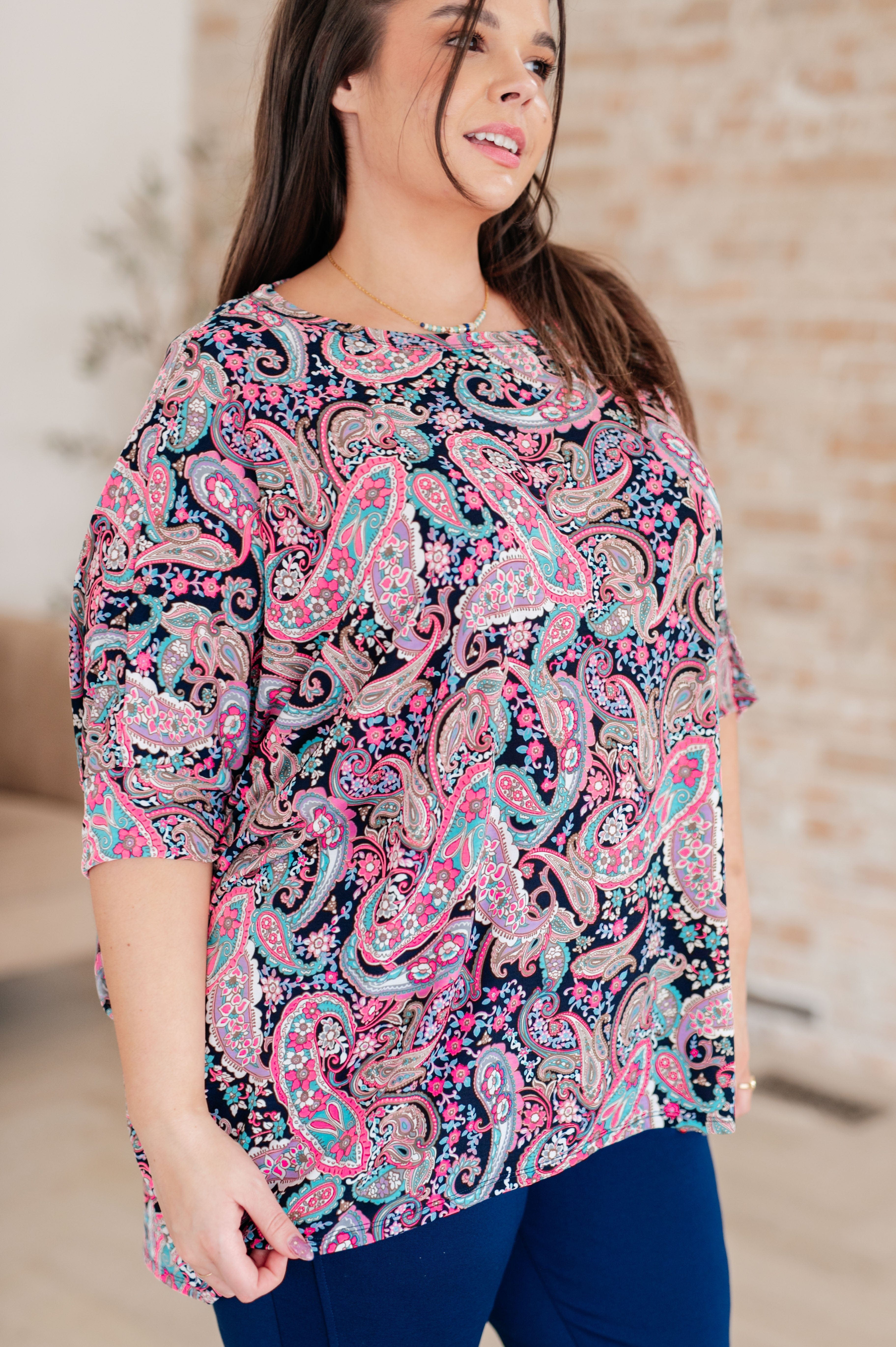 Essentially You Top in Pink Paisley-Tops-Stay Foxy Boutique, Florissant, Missouri