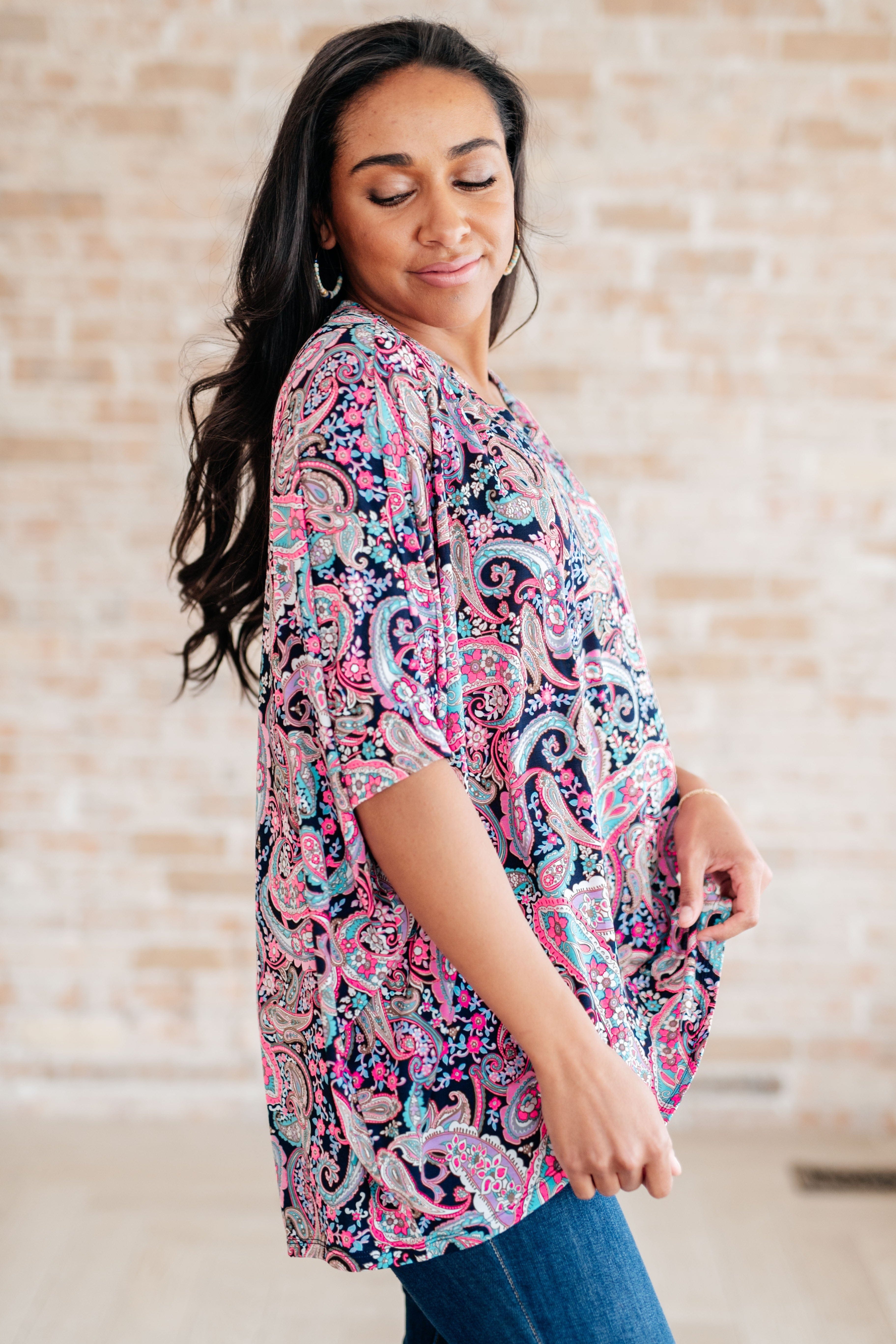Essentially You Top in Pink Paisley-Tops-Stay Foxy Boutique, Florissant, Missouri