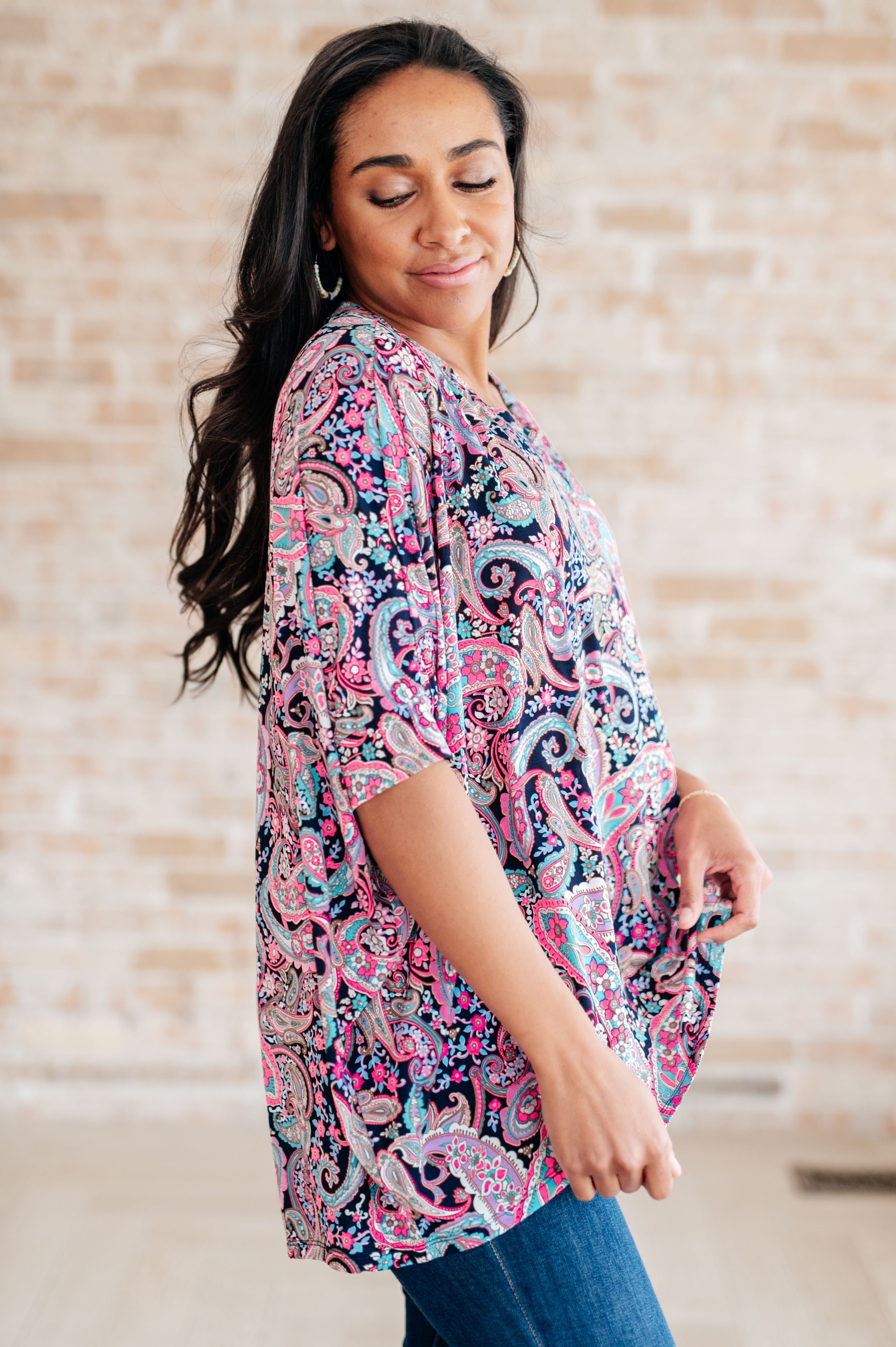 Essentially You Top in Pink Paisley-Tops-Stay Foxy Boutique, Florissant, Missouri