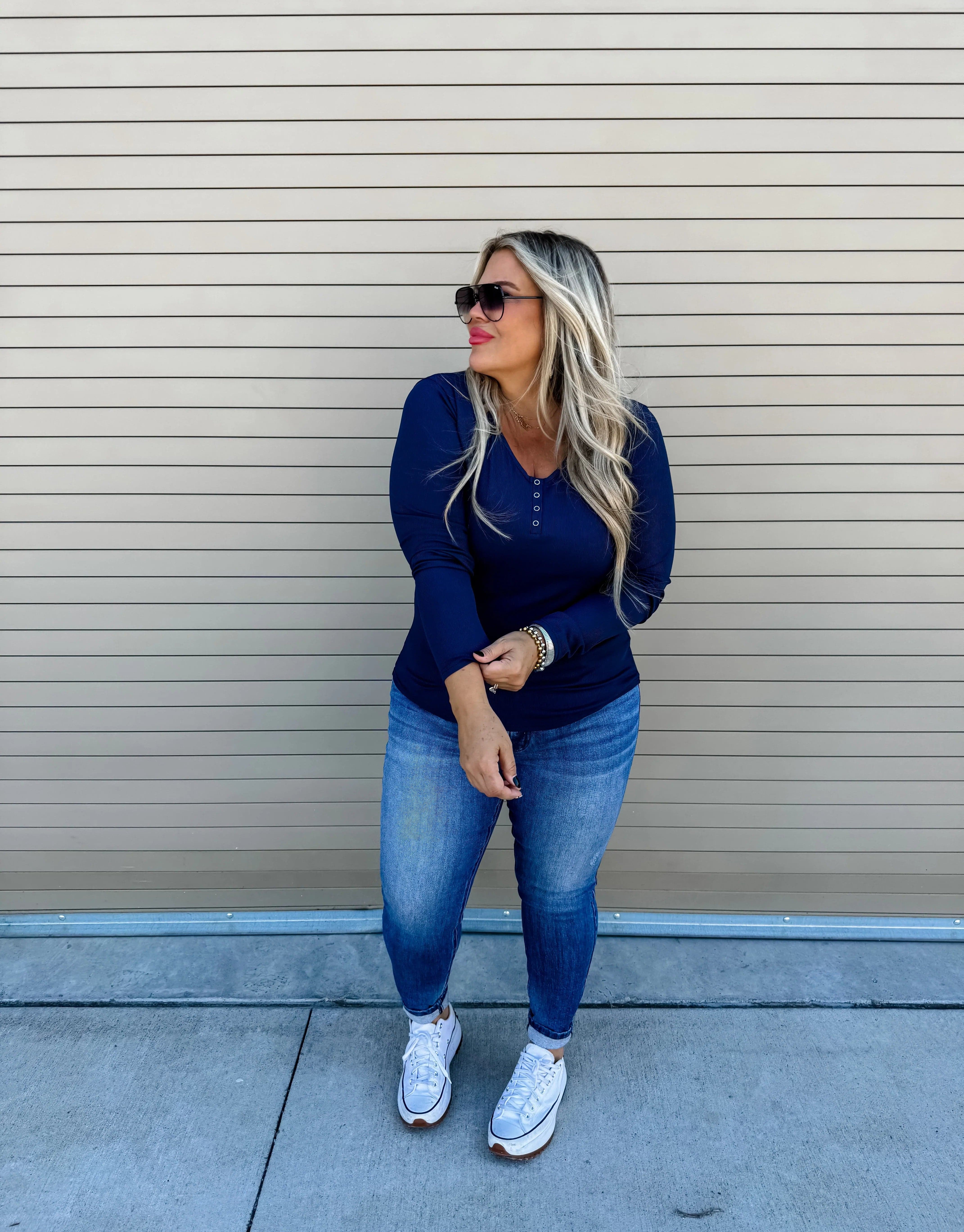 PREORDER: Brooklyn Snap Henley in Five Colors-Womens-Stay Foxy Boutique, Florissant, Missouri