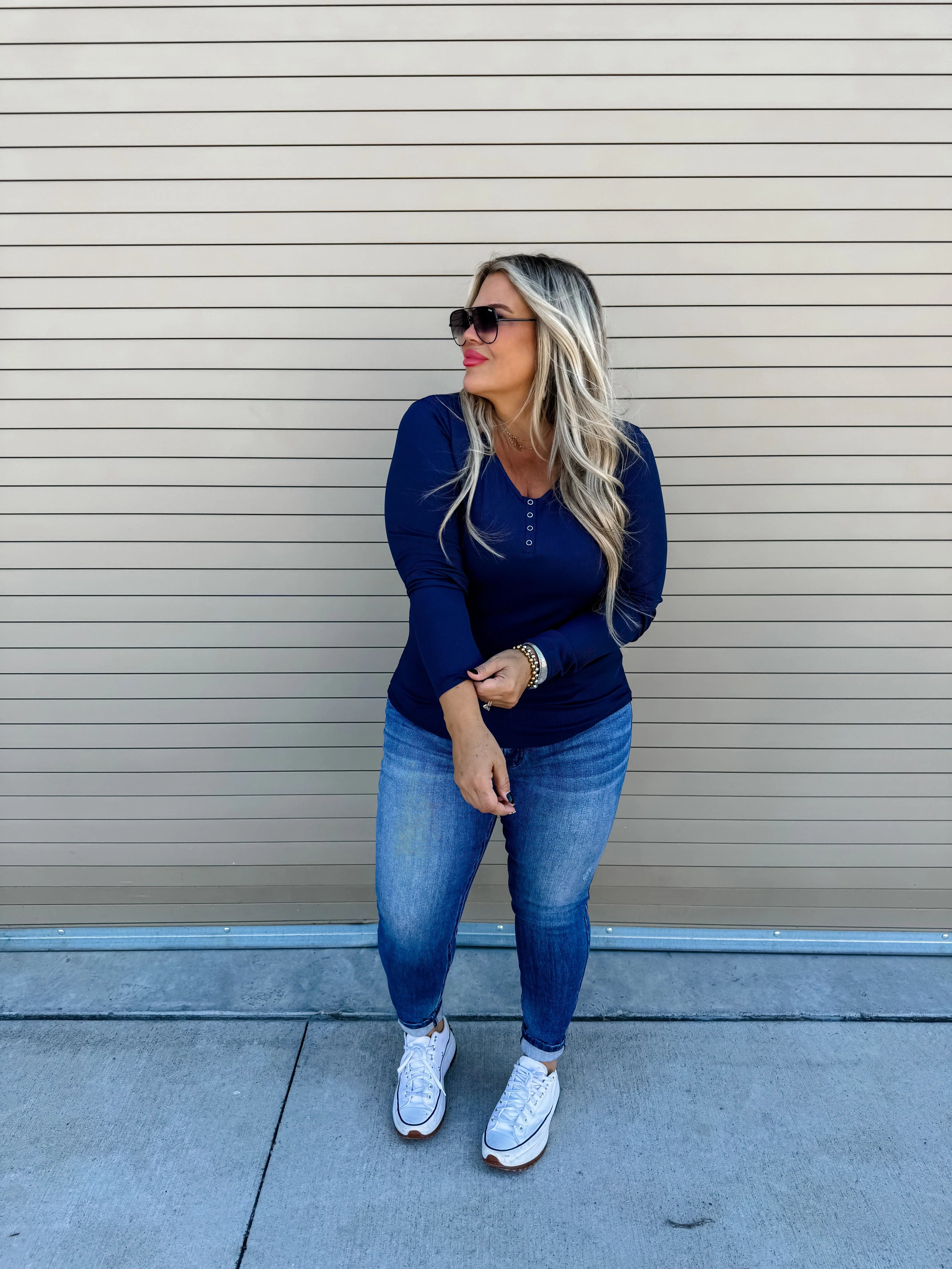 PREORDER: Brooklyn Snap Henley in Five Colors-Womens-Stay Foxy Boutique, Florissant, Missouri