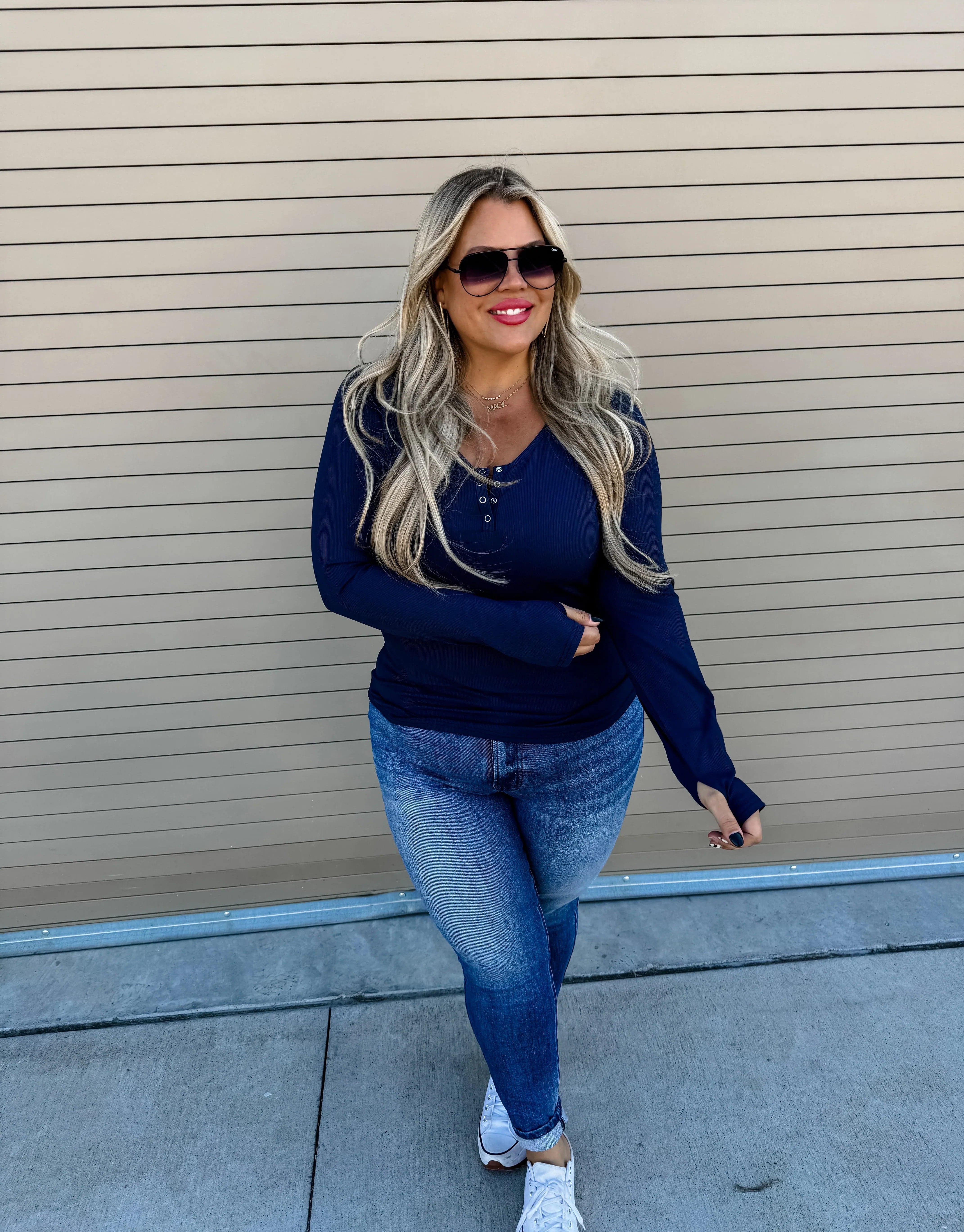PREORDER: Brooklyn Snap Henley in Five Colors-Womens-Stay Foxy Boutique, Florissant, Missouri