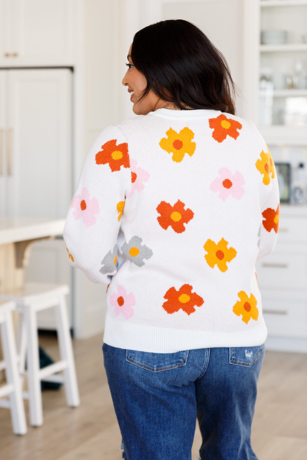 Falling Flowers Floral Sweater-Tops-Stay Foxy Boutique, Florissant, Missouri