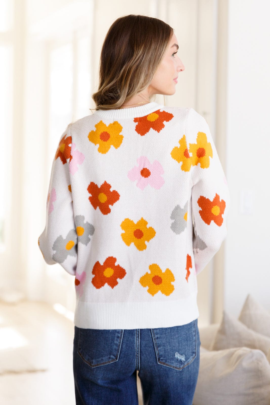 Falling Flowers Floral Sweater-Tops-Stay Foxy Boutique, Florissant, Missouri