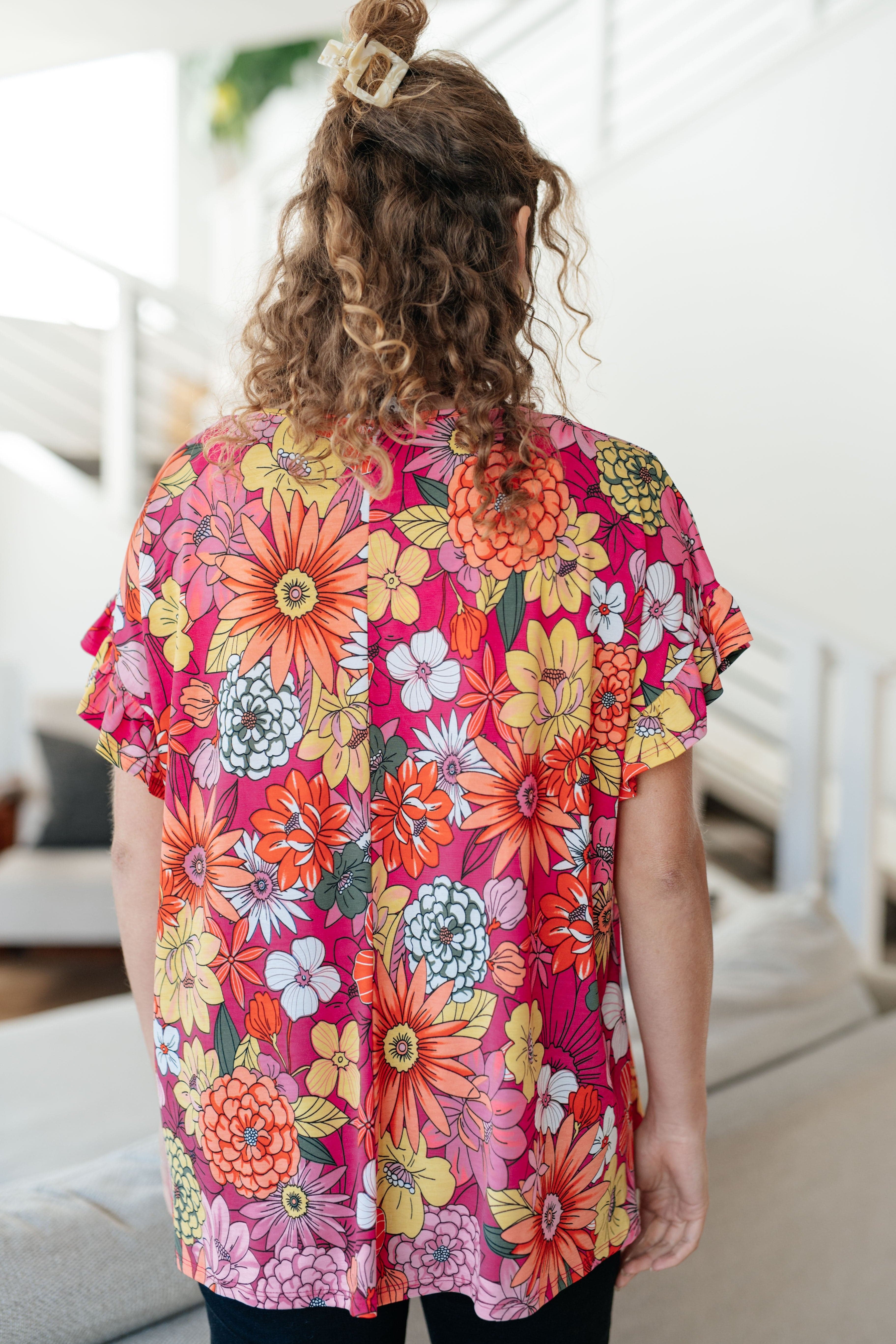 Flit About Floral Top in Pink-Womens-Stay Foxy Boutique, Florissant, Missouri