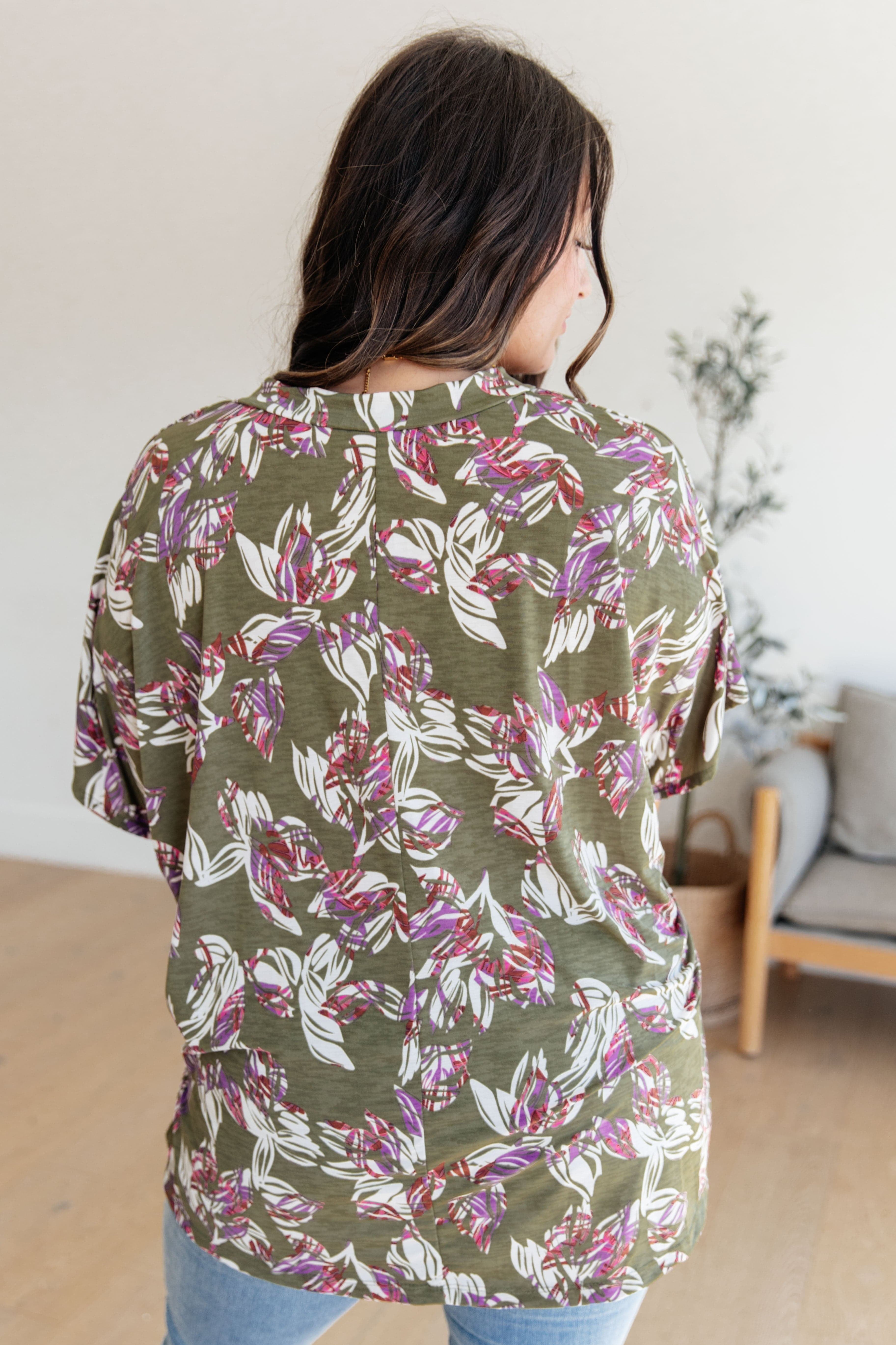 Flower Girl Floral V-Neck Top-Womens-Stay Foxy Boutique, Florissant, Missouri