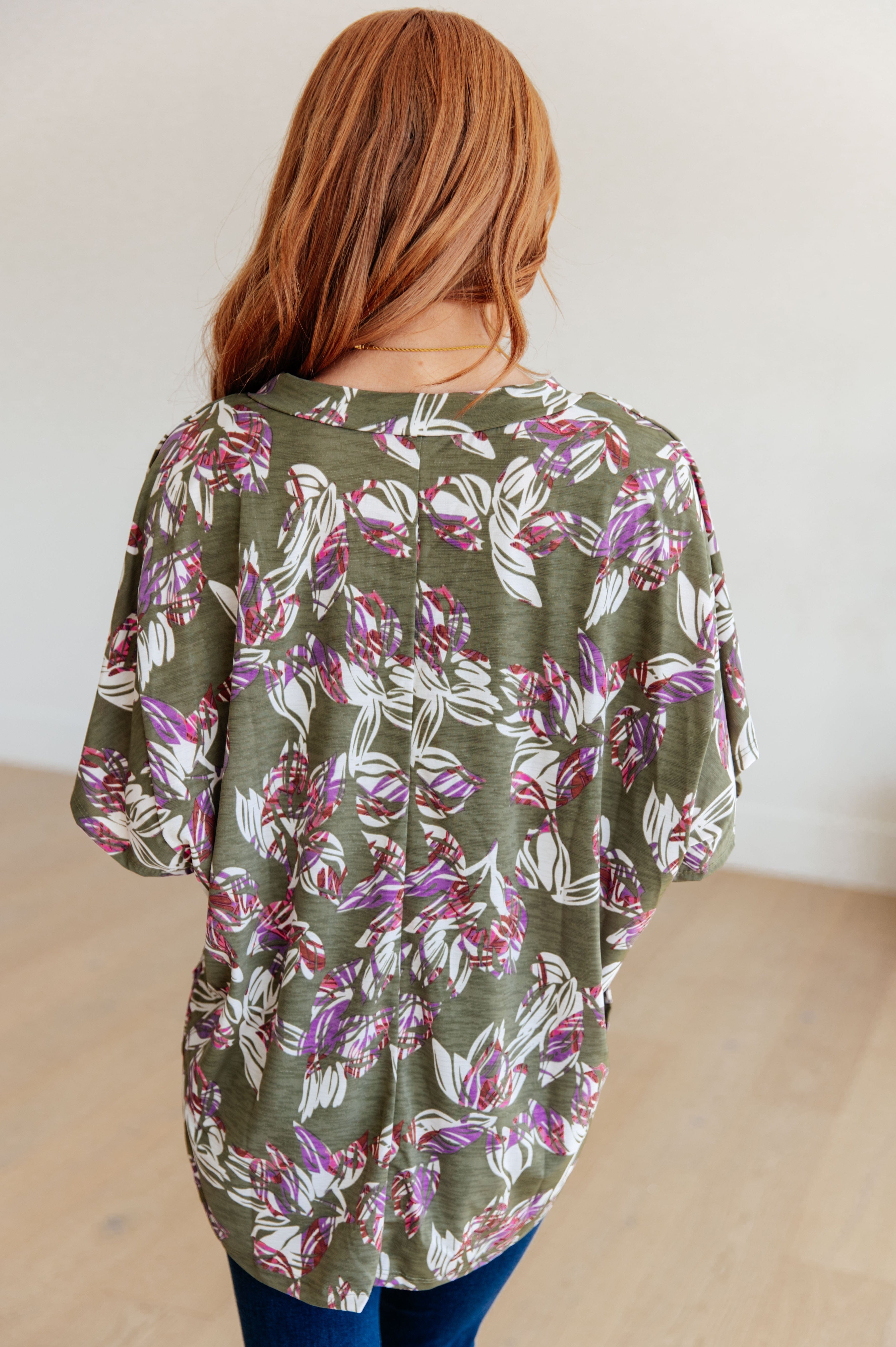 Flower Girl Floral V-Neck Top-Womens-Stay Foxy Boutique, Florissant, Missouri