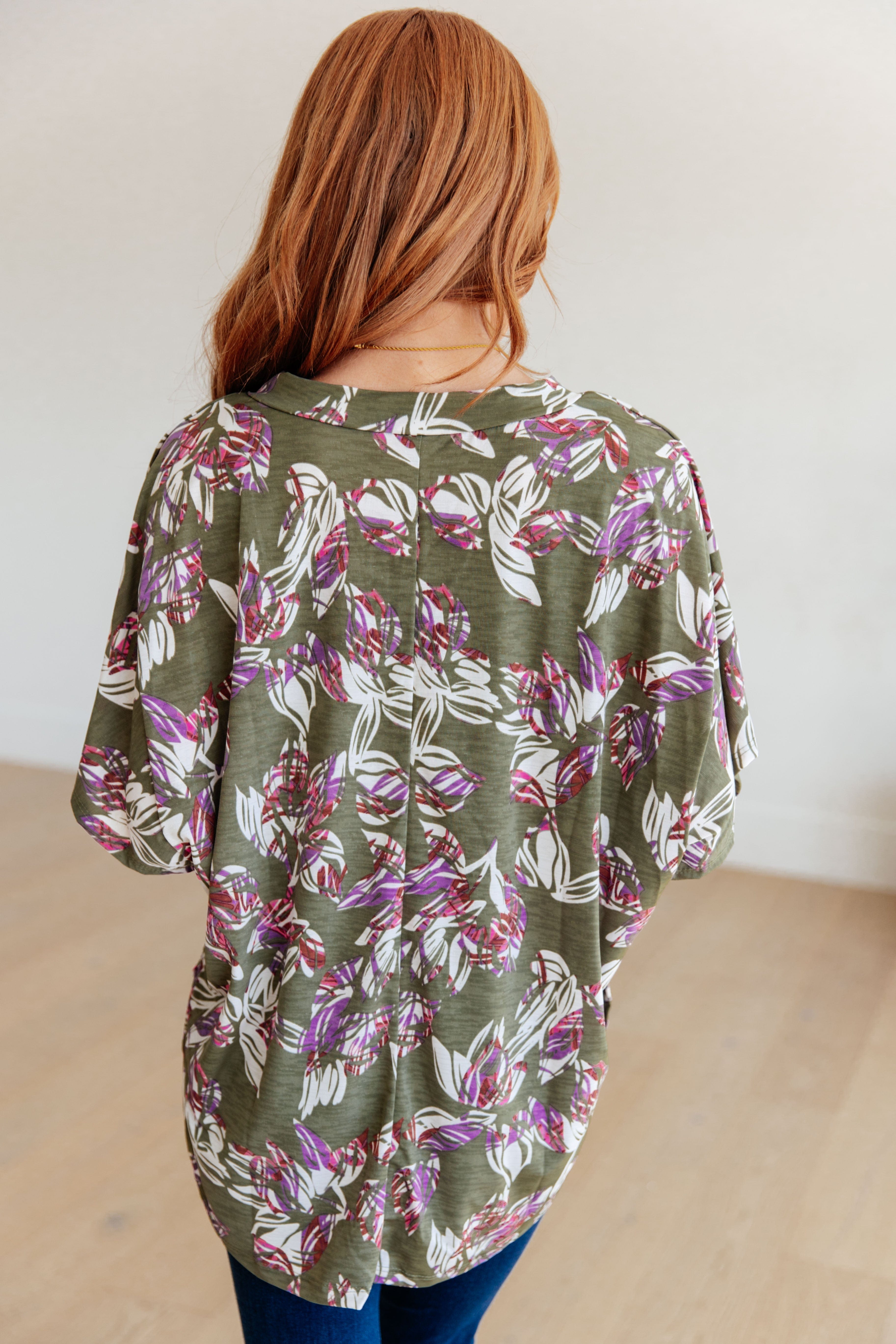 Flower Girl Floral V-Neck Top-Womens-Stay Foxy Boutique, Florissant, Missouri