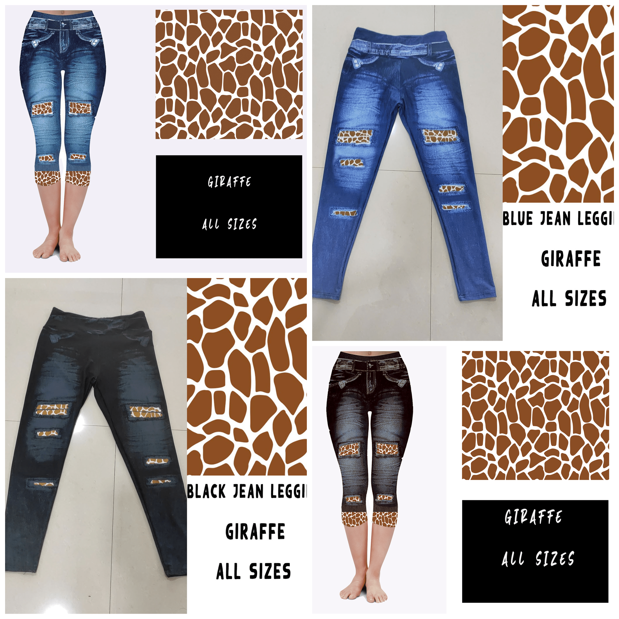 LEGGING JEAN RUN-GIRAFFE (ACTIVE BACK POCKETS)-Stay Foxy Boutique, Florissant, Missouri