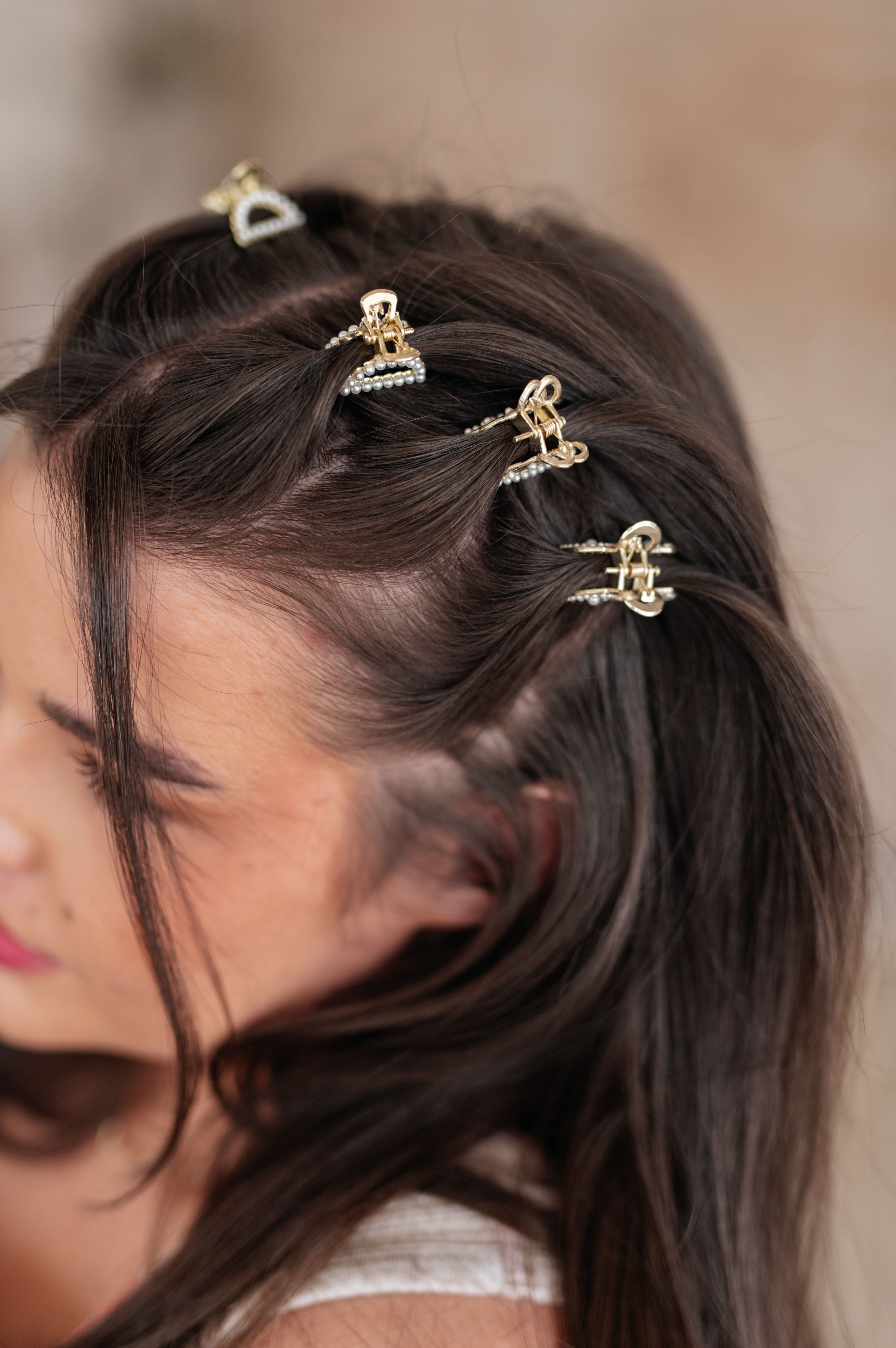 Gold & Pearl Mini Hair Clips Set of Three-Accessories-Stay Foxy Boutique, Florissant, Missouri