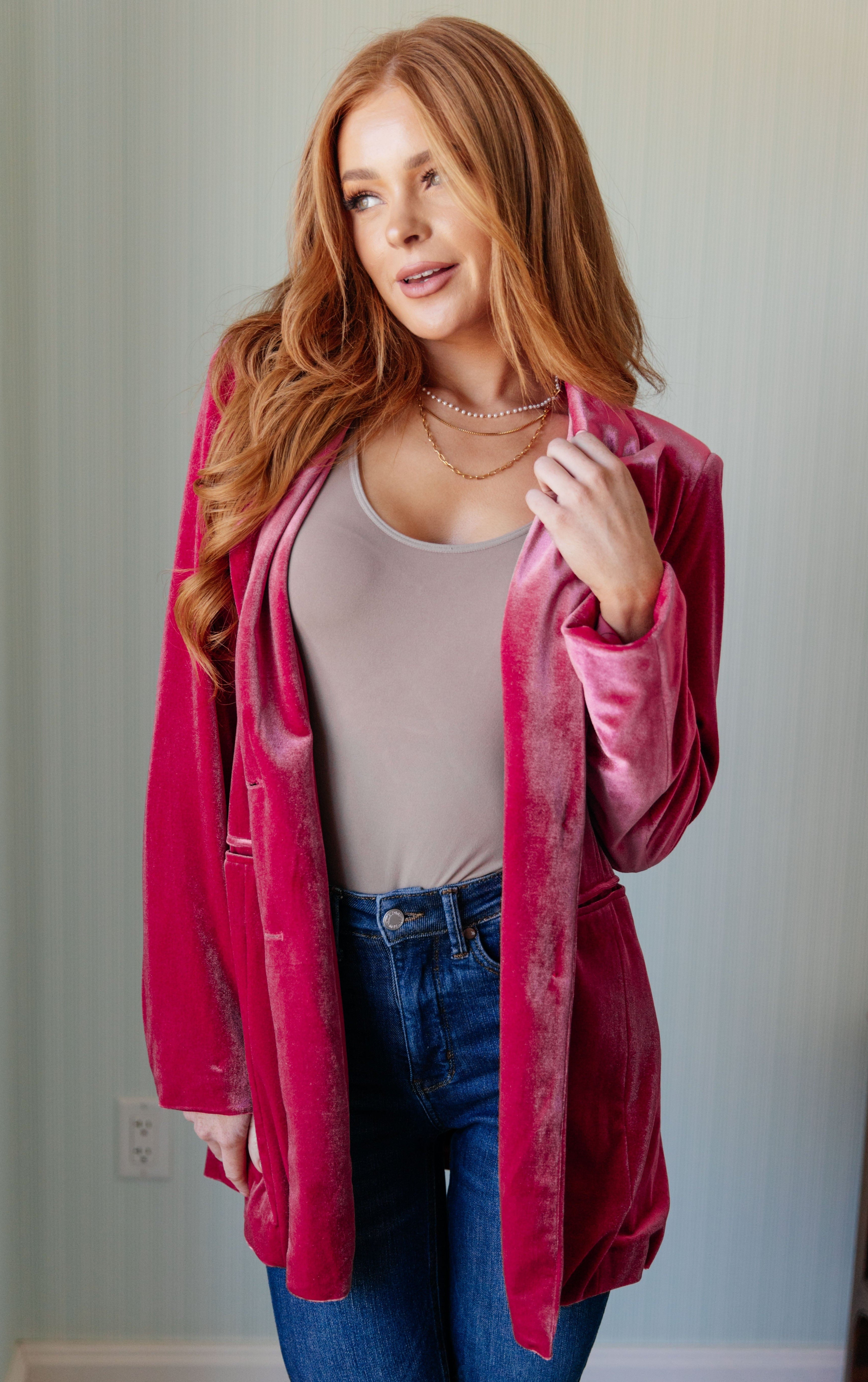 Verity Velvet Blazer-Womens-Stay Foxy Boutique, Florissant, Missouri