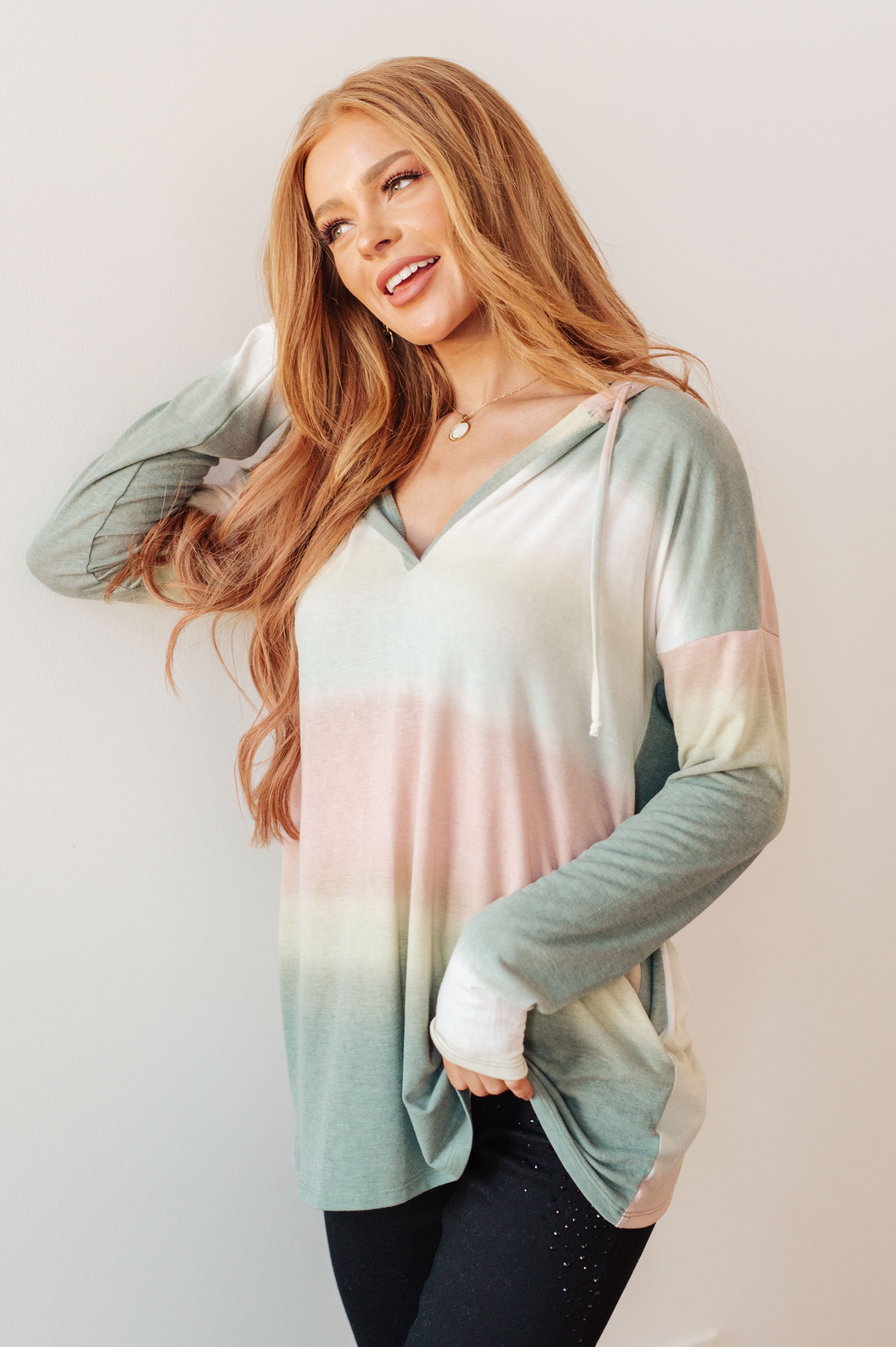 Hazy Horizon Ombre Hoodie-Womens-Stay Foxy Boutique, Florissant, Missouri