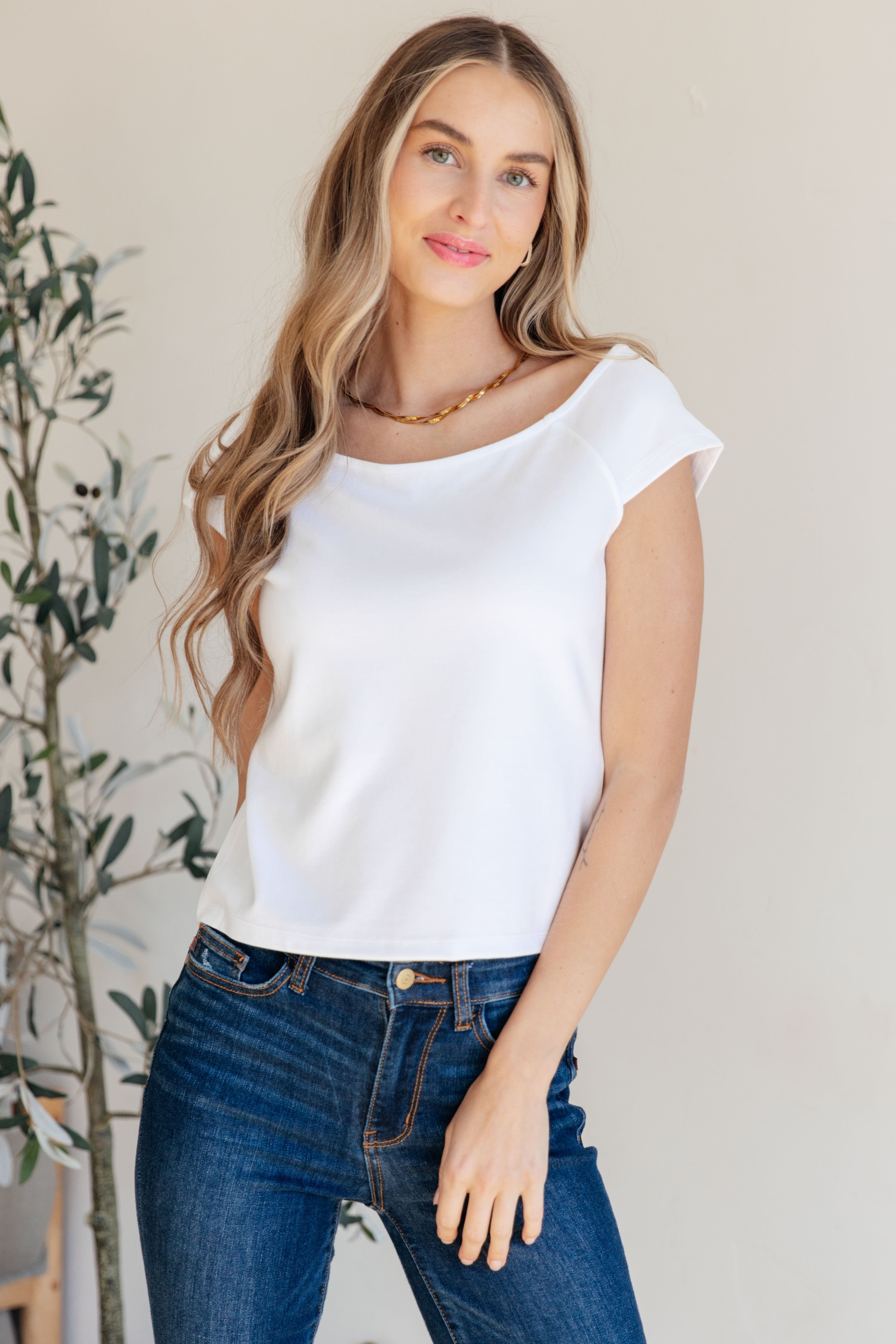 Here I Am For the First Time Top in White-Womens-Stay Foxy Boutique, Florissant, Missouri