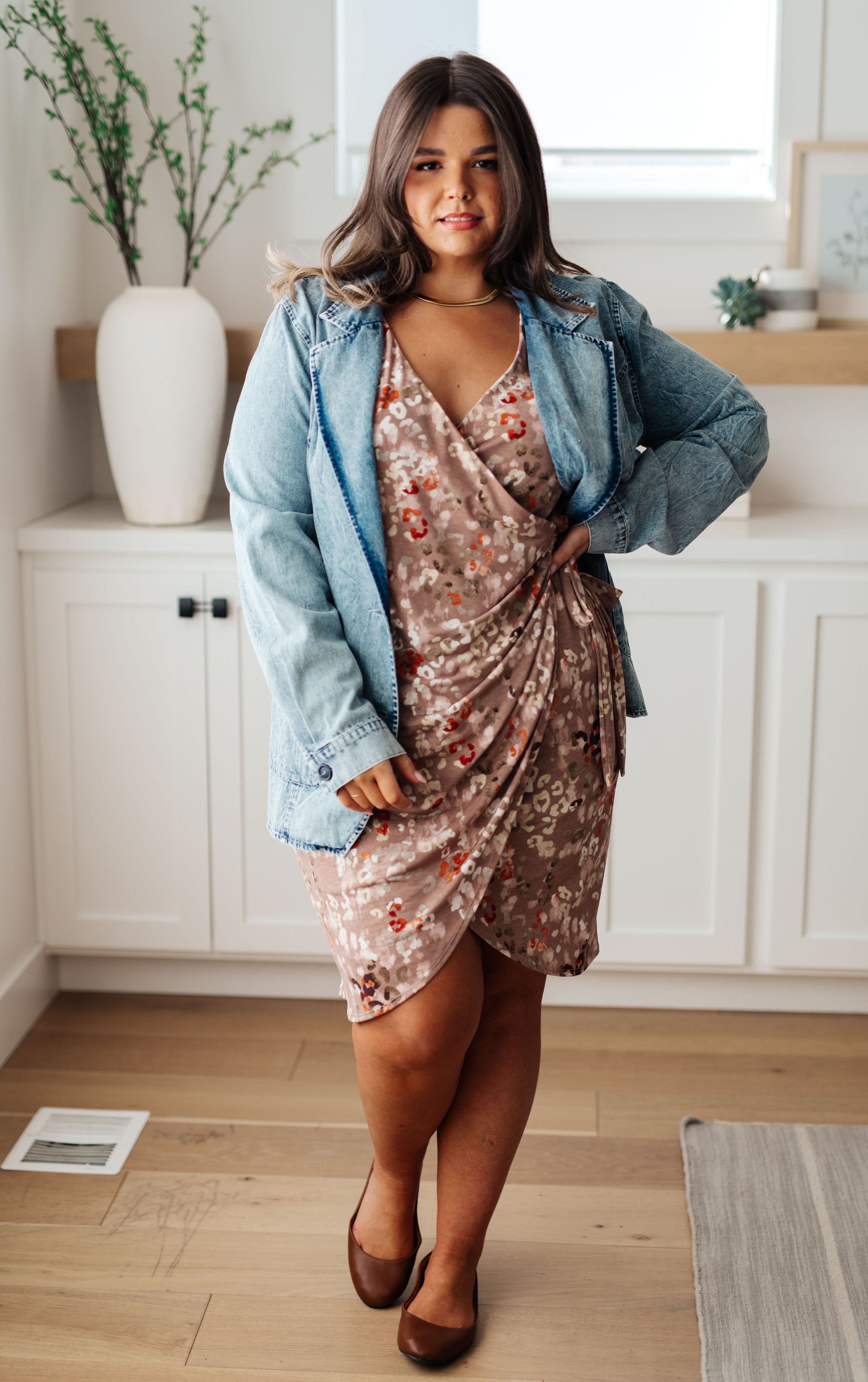 Honey Do I Ever Faux Wrap Dress in Taupe-Womens-Stay Foxy Boutique, Florissant, Missouri