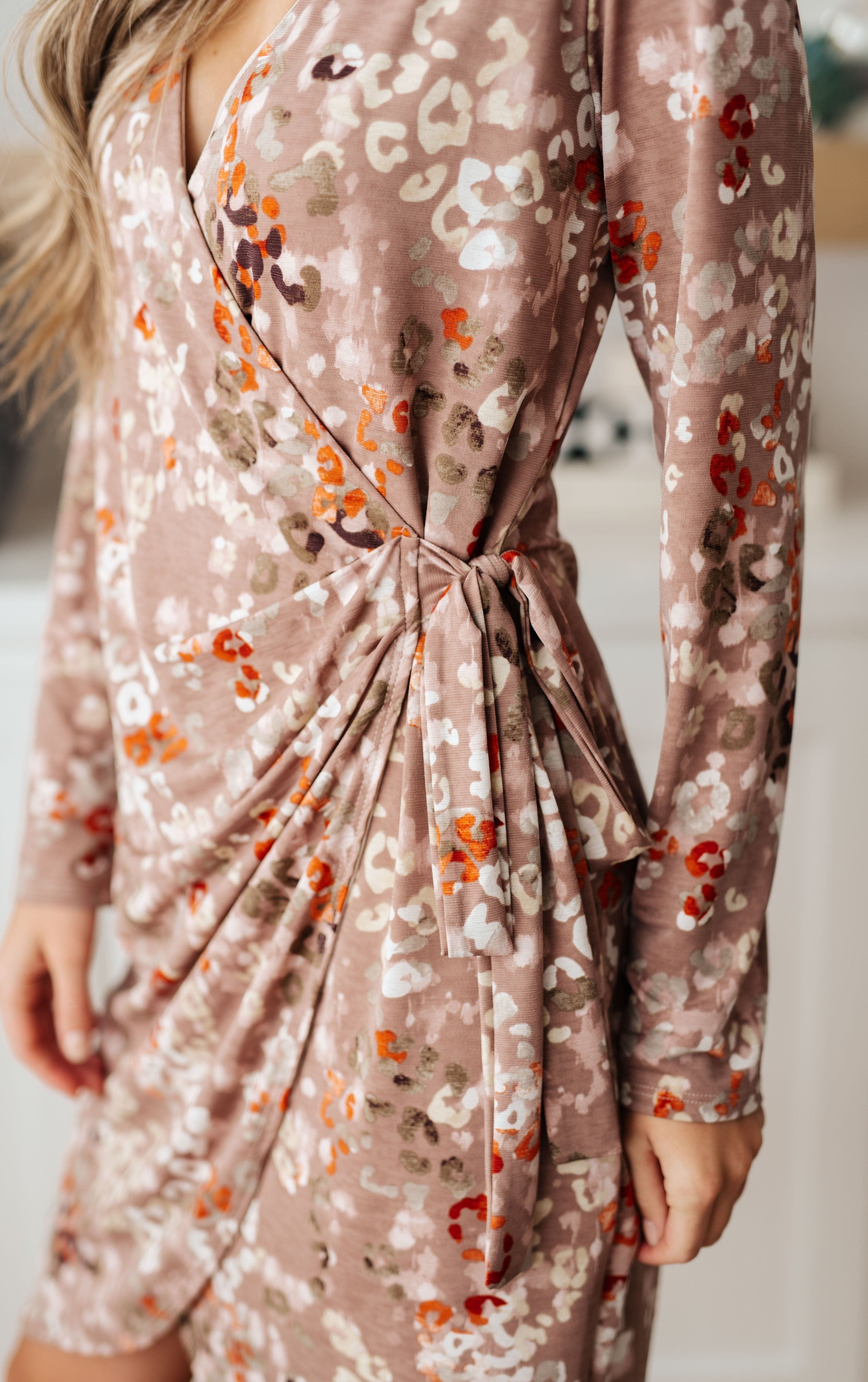 Honey Do I Ever Faux Wrap Dress in Taupe-Womens-Stay Foxy Boutique, Florissant, Missouri