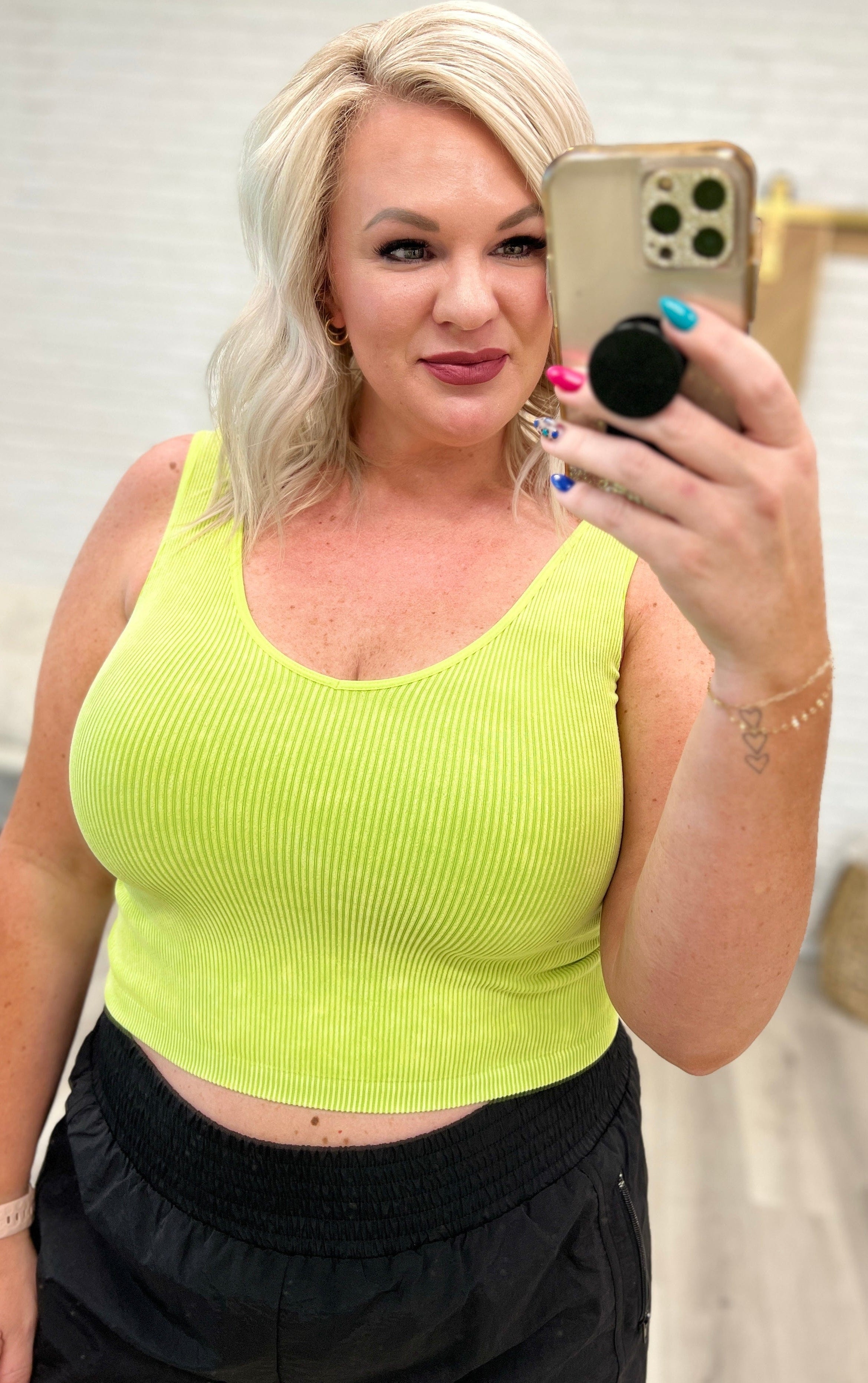 Fundamentals Ribbed Seamless Reversible Tank in Green-Womens-Stay Foxy Boutique, Florissant, Missouri