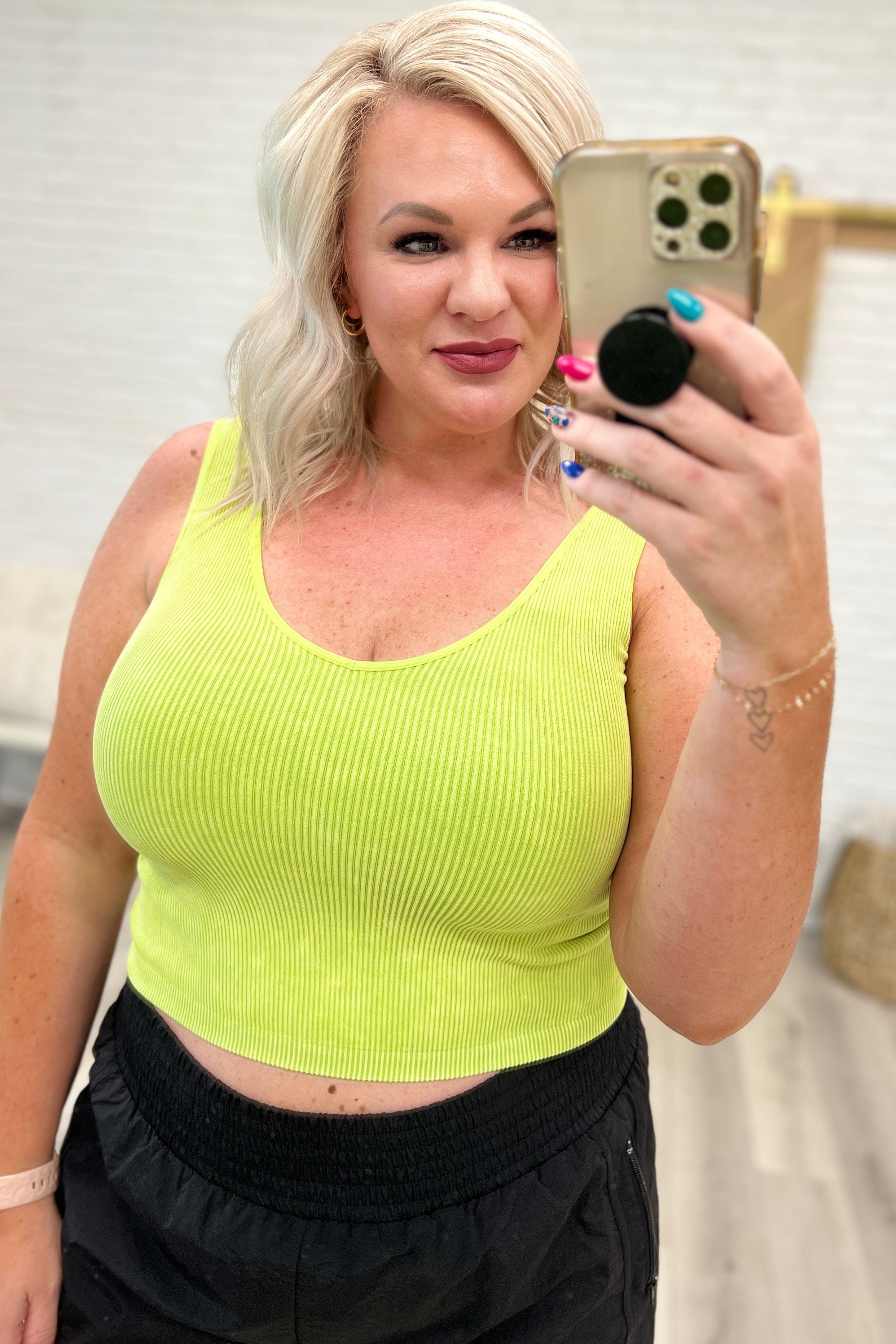 Fundamentals Ribbed Seamless Reversible Tank in Green-Womens-Stay Foxy Boutique, Florissant, Missouri