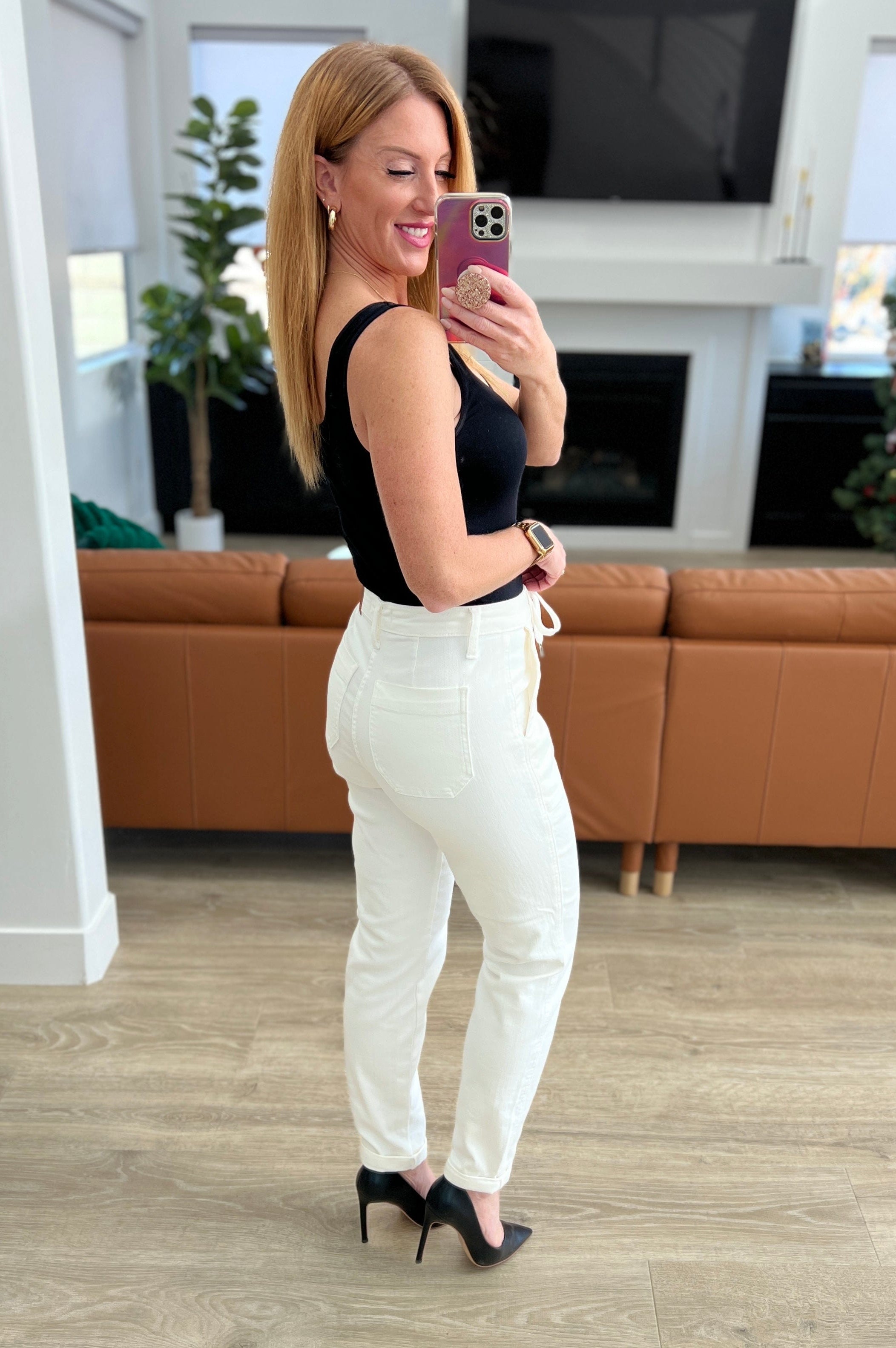 Charlene High Rise Jogger in Ecru-Womens-Stay Foxy Boutique, Florissant, Missouri