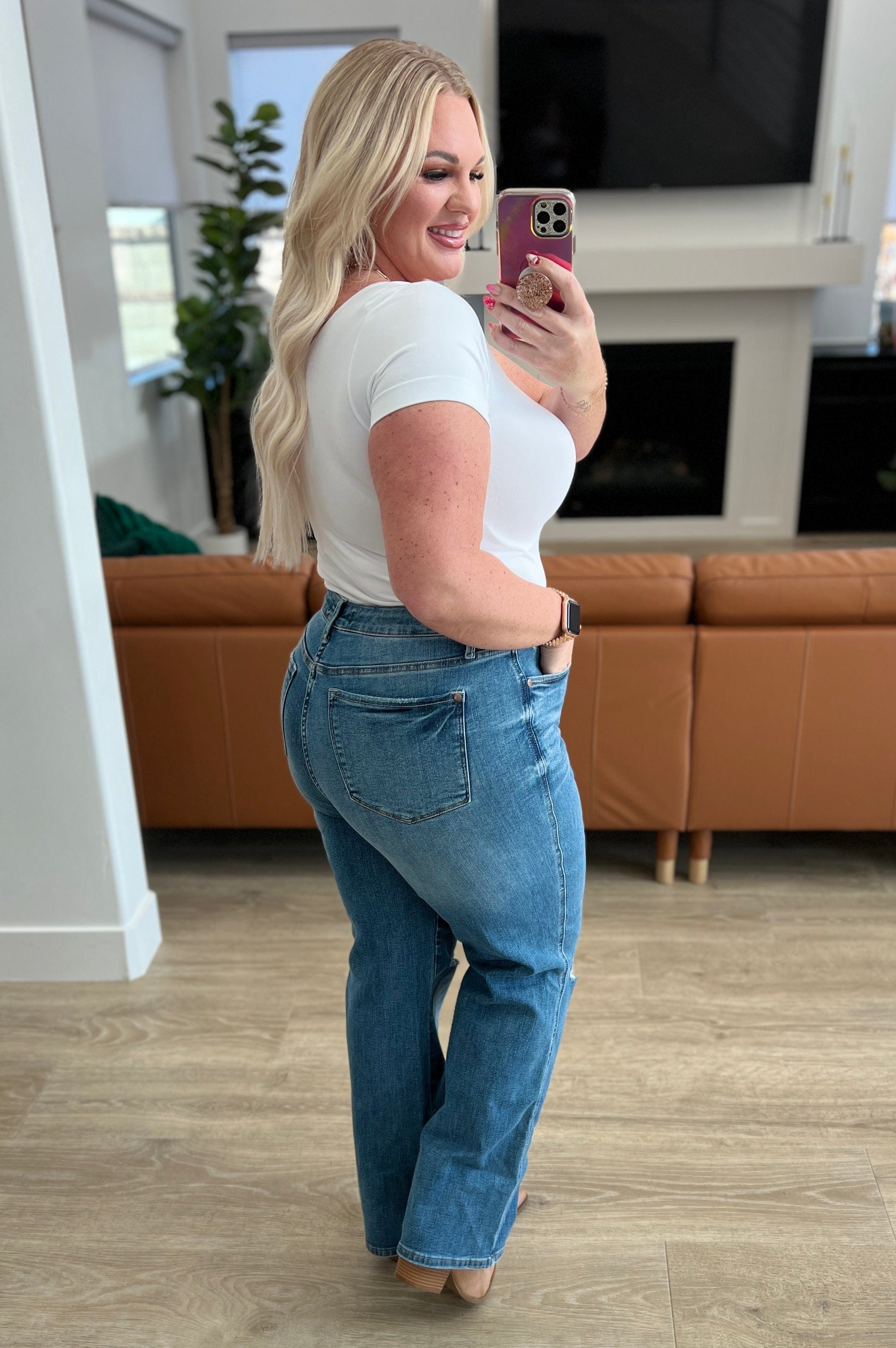 Bree High Rise Control Top Distressed Straight Jeans-Womens-Stay Foxy Boutique, Florissant, Missouri