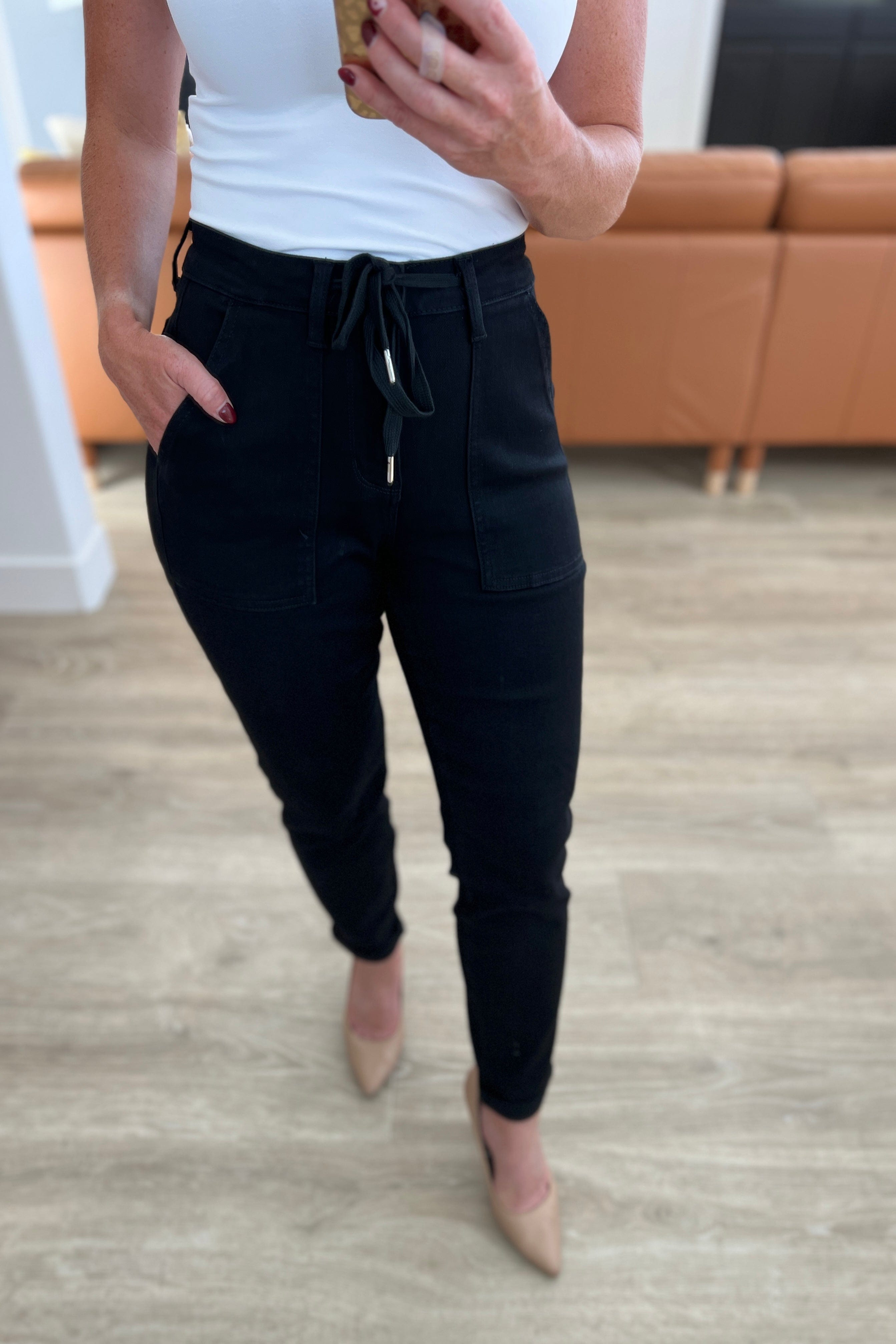 Carmen Double Cuff Joggers in Black-Athleisure-Stay Foxy Boutique, Florissant, Missouri