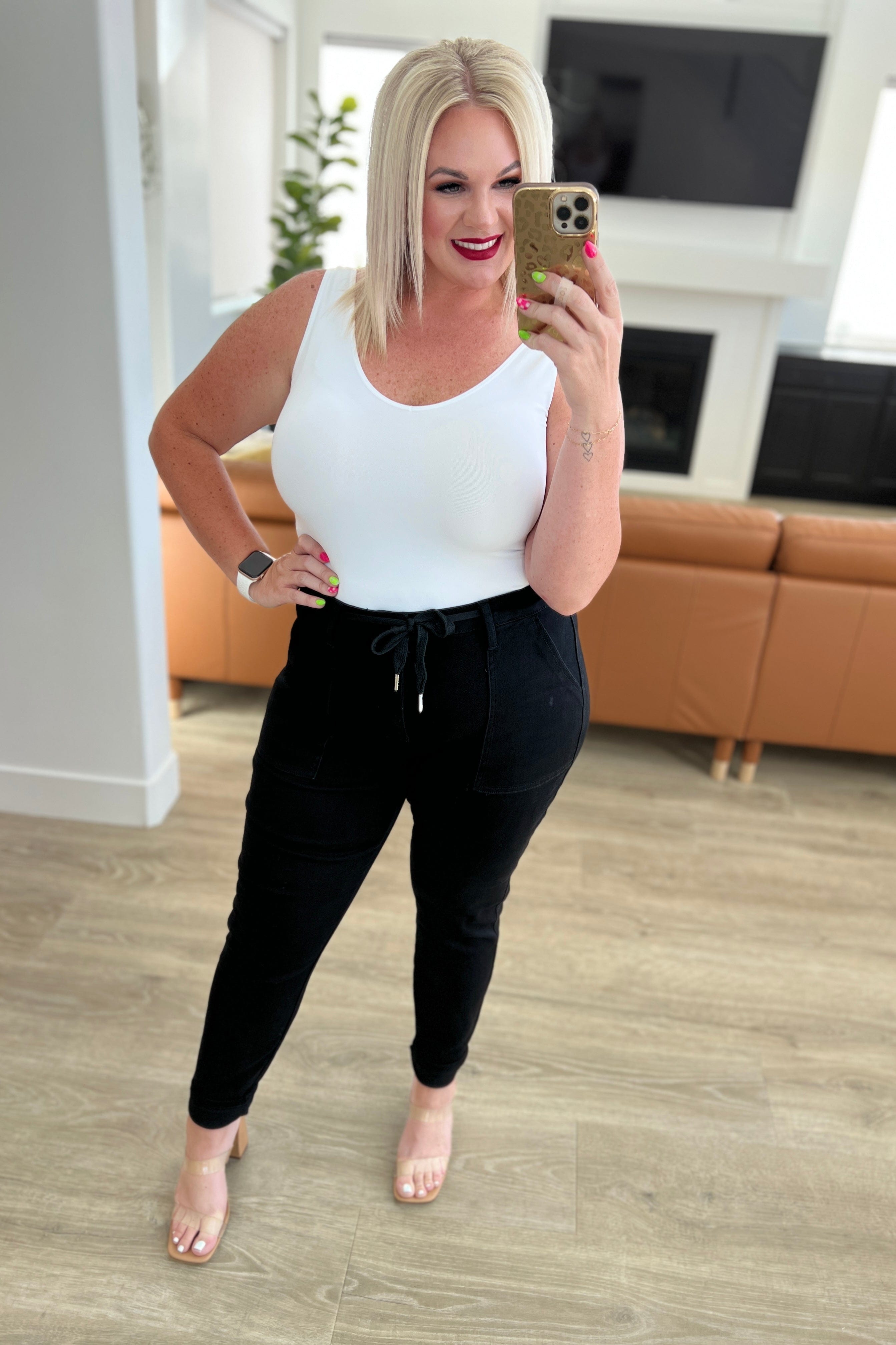 Carmen Double Cuff Joggers in Black-Athleisure-Stay Foxy Boutique, Florissant, Missouri