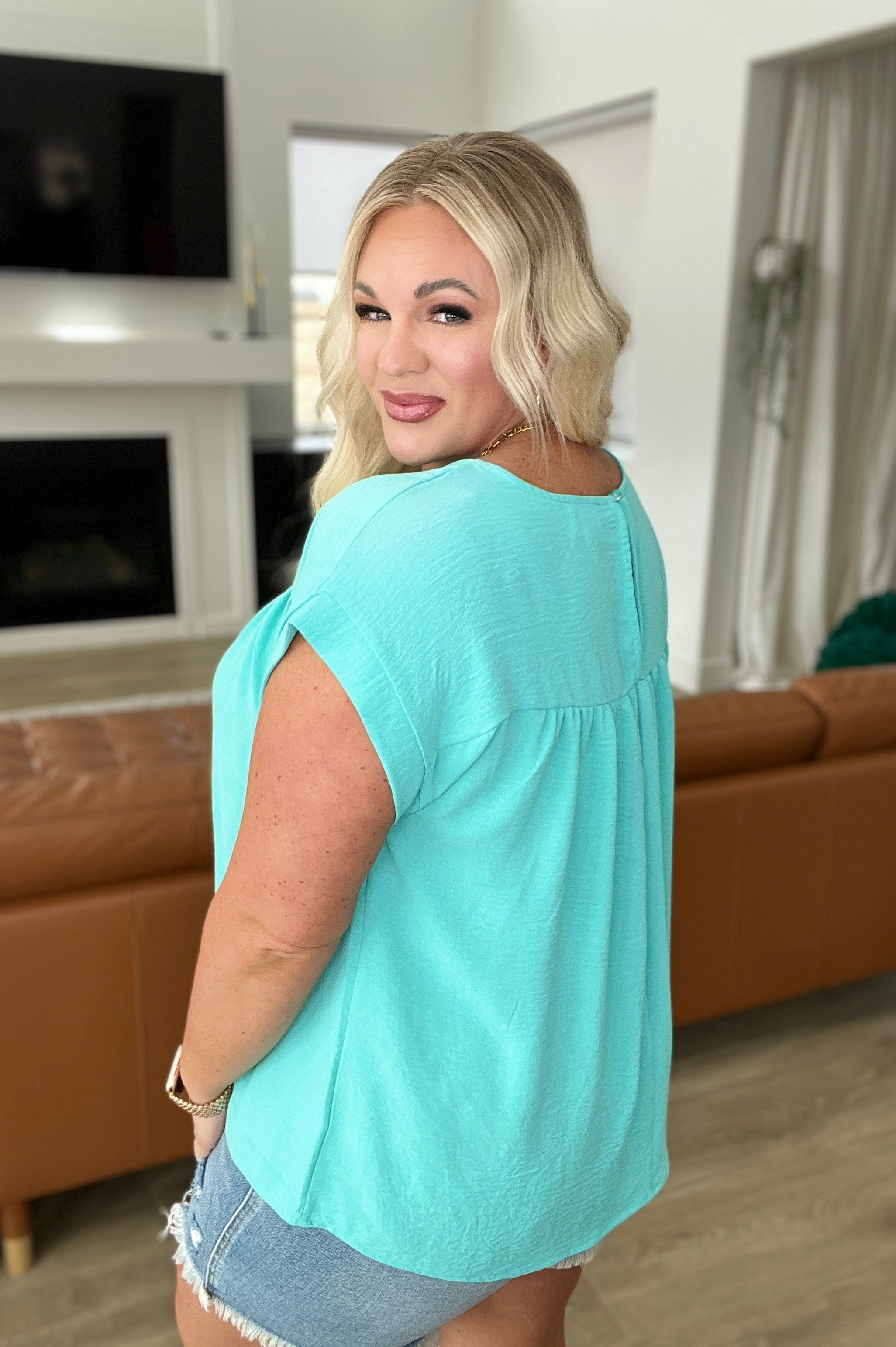 Airflow Babydoll Top in Blue Radiance-Tops-Stay Foxy Boutique, Florissant, Missouri