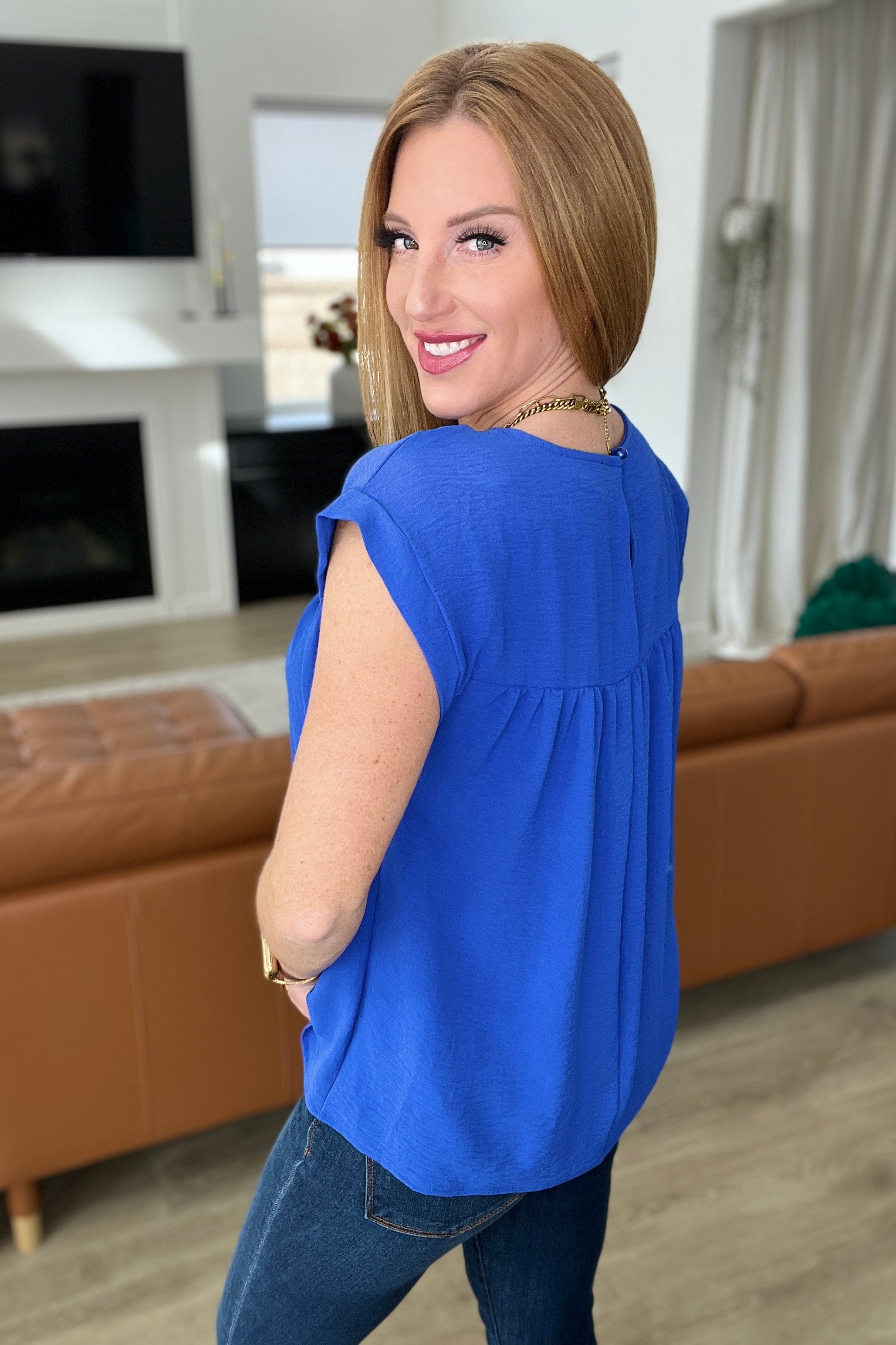 Airflow Babydoll Top in Royal Blue-Tops-Stay Foxy Boutique, Florissant, Missouri