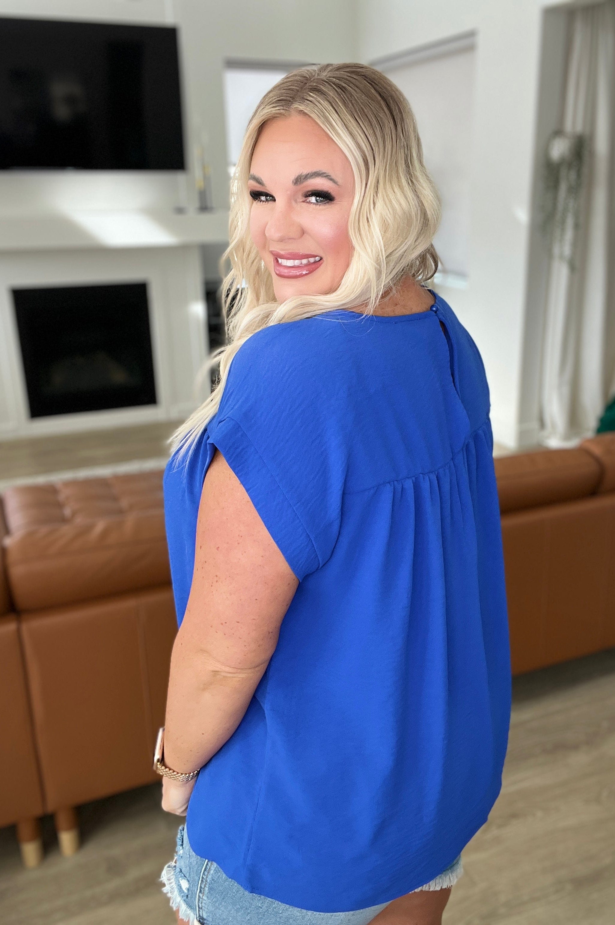 Airflow Babydoll Top in Royal Blue-Tops-Stay Foxy Boutique, Florissant, Missouri