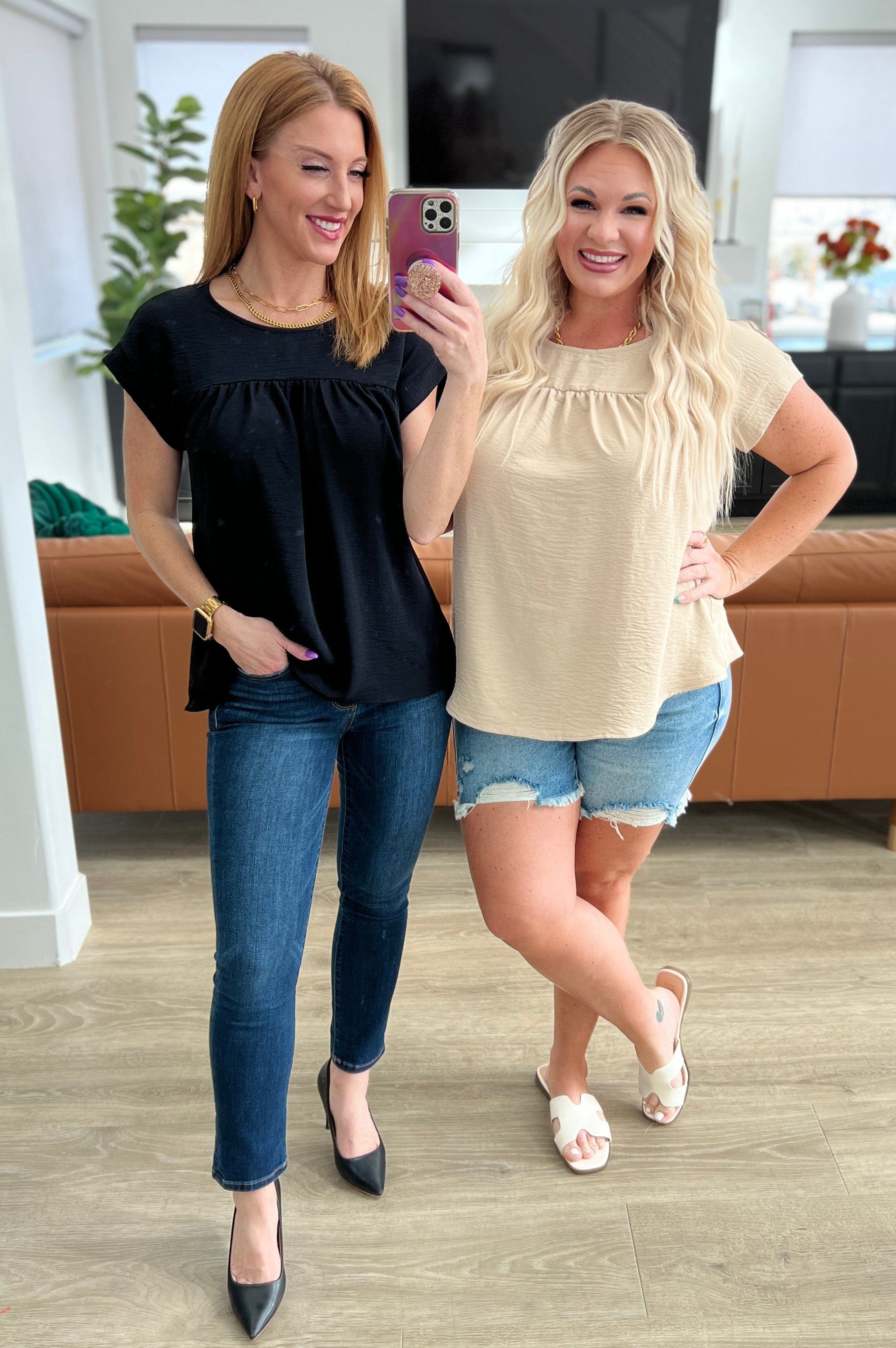 Airflow Babydoll Top in Taupe-Tops-Stay Foxy Boutique, Florissant, Missouri