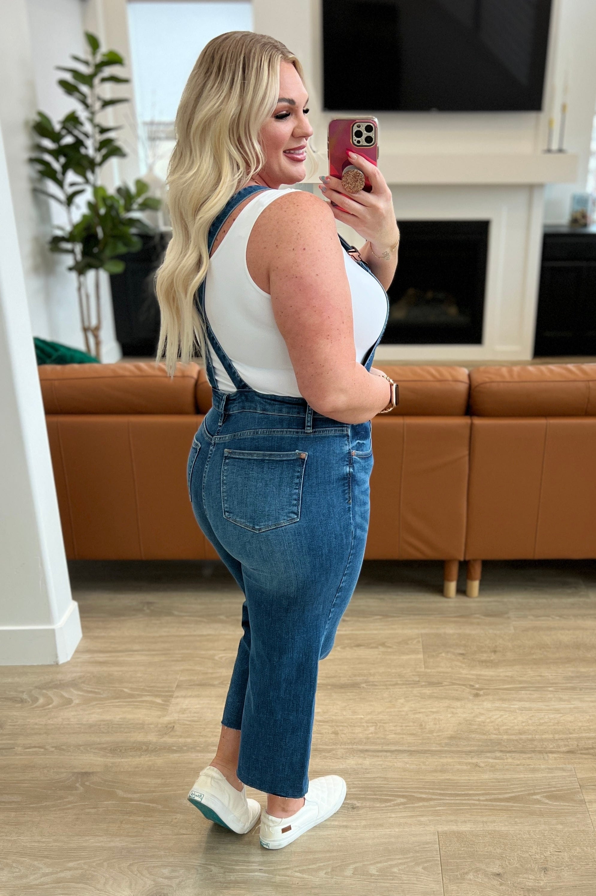 Priscilla High Rise Crop Wide Leg Denim Overalls-Womens-Stay Foxy Boutique, Florissant, Missouri