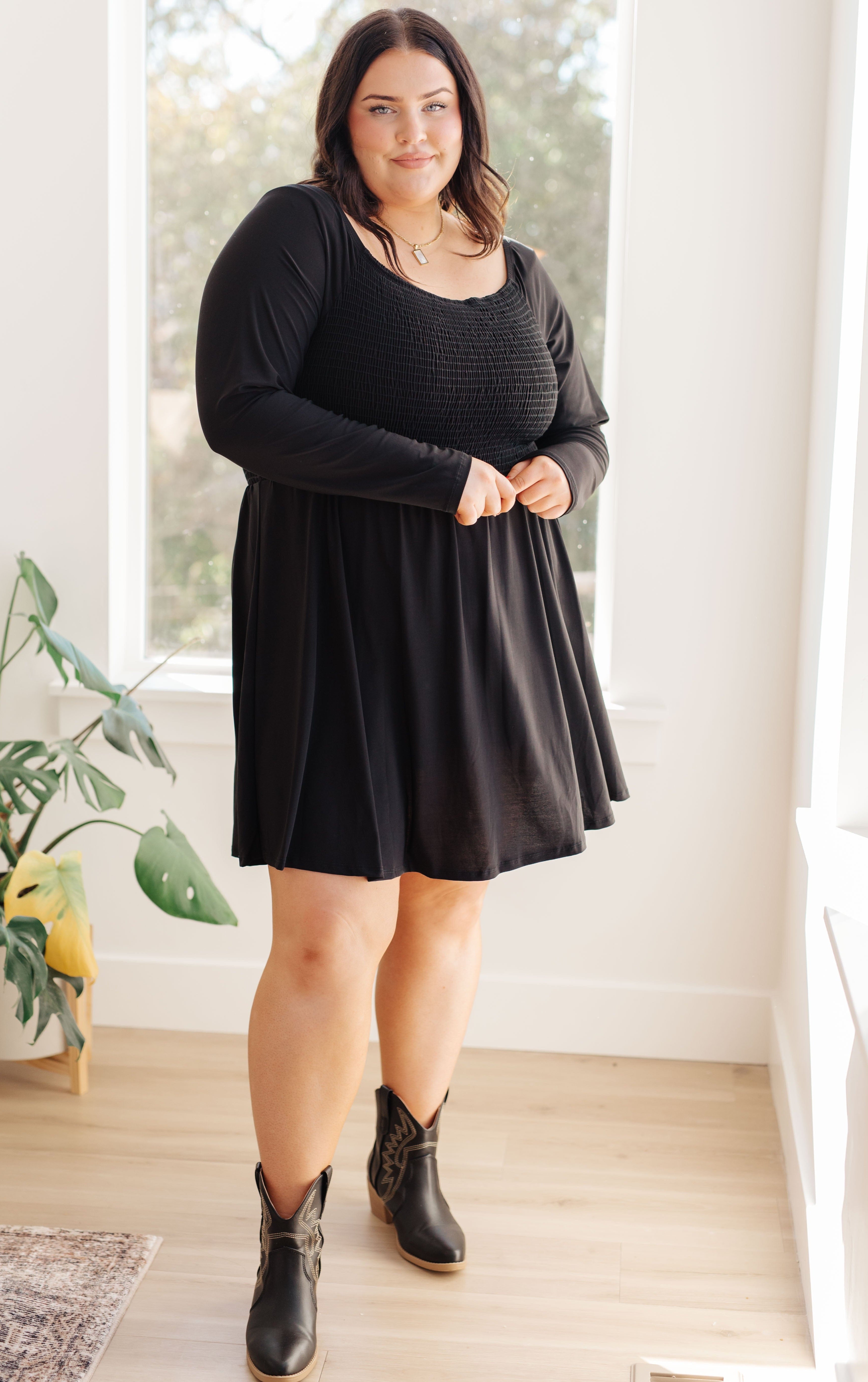 In the Thick of It Long Sleeve Skort Dress-Womens-Stay Foxy Boutique, Florissant, Missouri