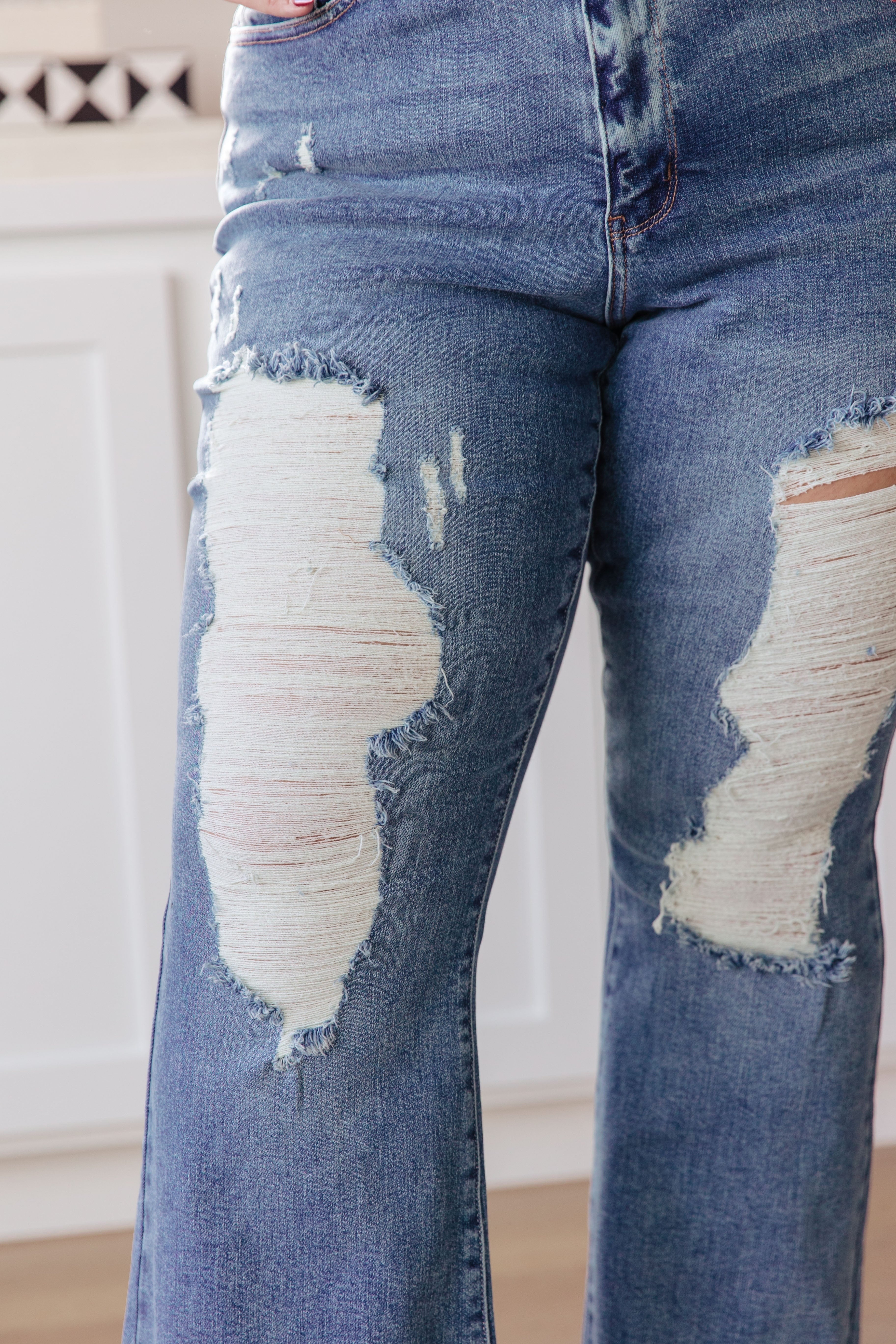 Kiana High Rise Heavy Destroy Flare-Womens-Stay Foxy Boutique, Florissant, Missouri