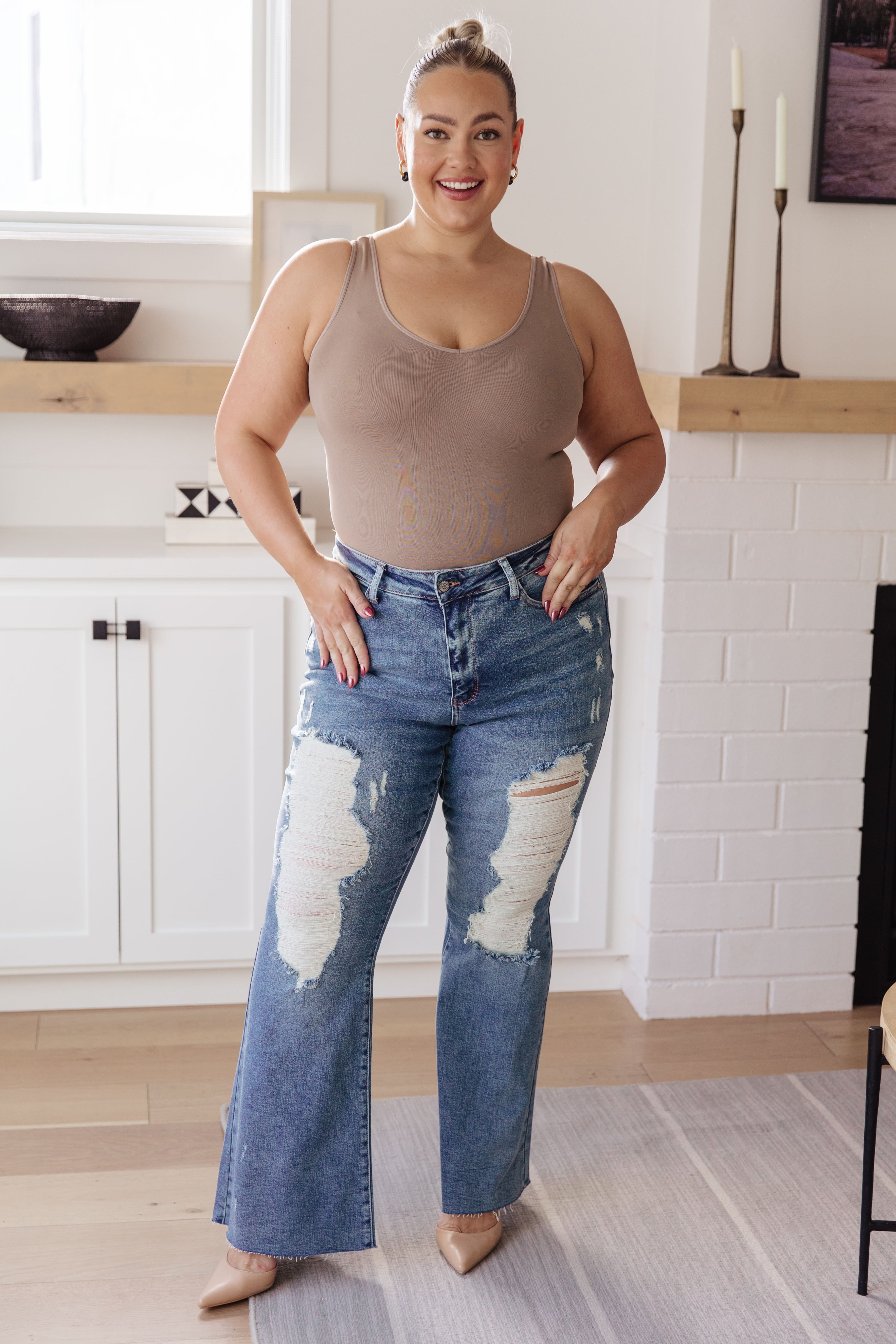 Kiana High Rise Heavy Destroy Flare-Womens-Stay Foxy Boutique, Florissant, Missouri