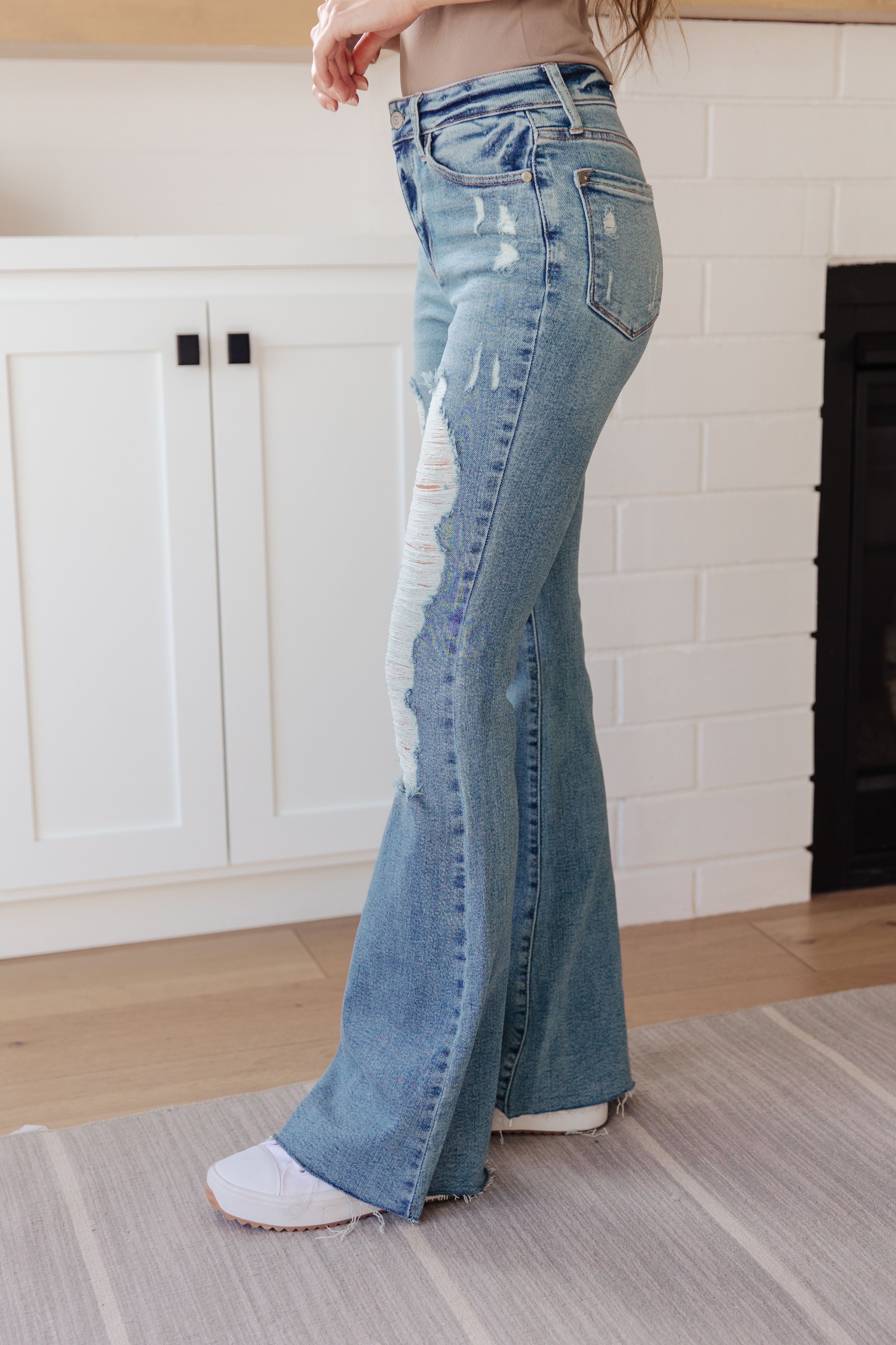 Kiana High Rise Heavy Destroy Flare-Womens-Stay Foxy Boutique, Florissant, Missouri