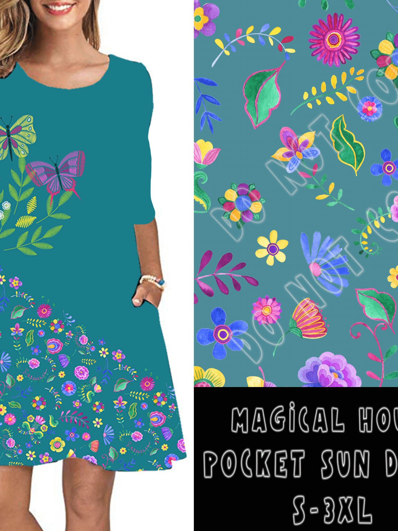 3/4 SLEEVE POCKET DRESS- MAGIC HOUSE POCKET DRESS-Stay Foxy Boutique, Florissant, Missouri