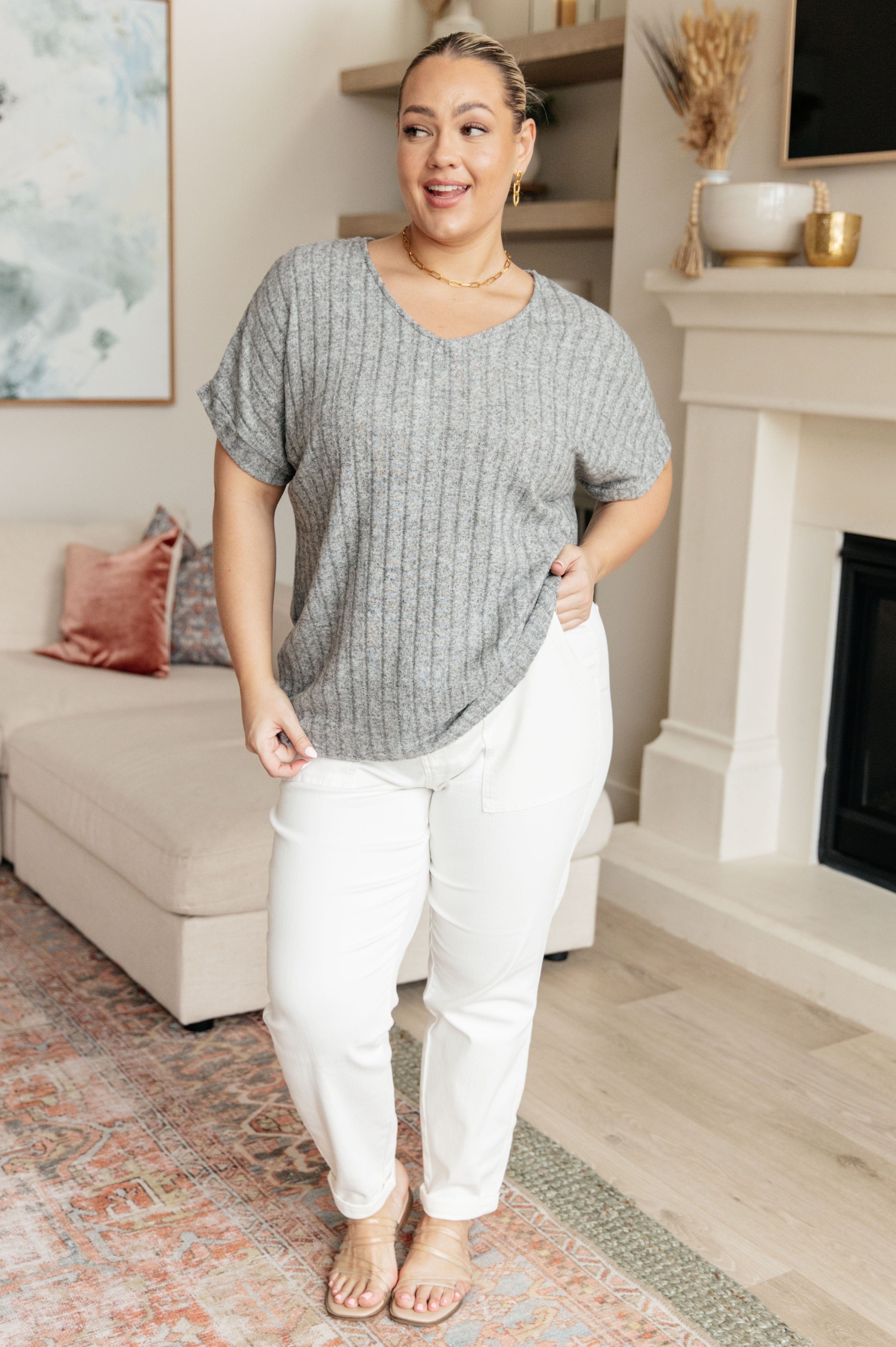 Meet Me at the Greyhound V-Neck Top-Tops-Stay Foxy Boutique, Florissant, Missouri