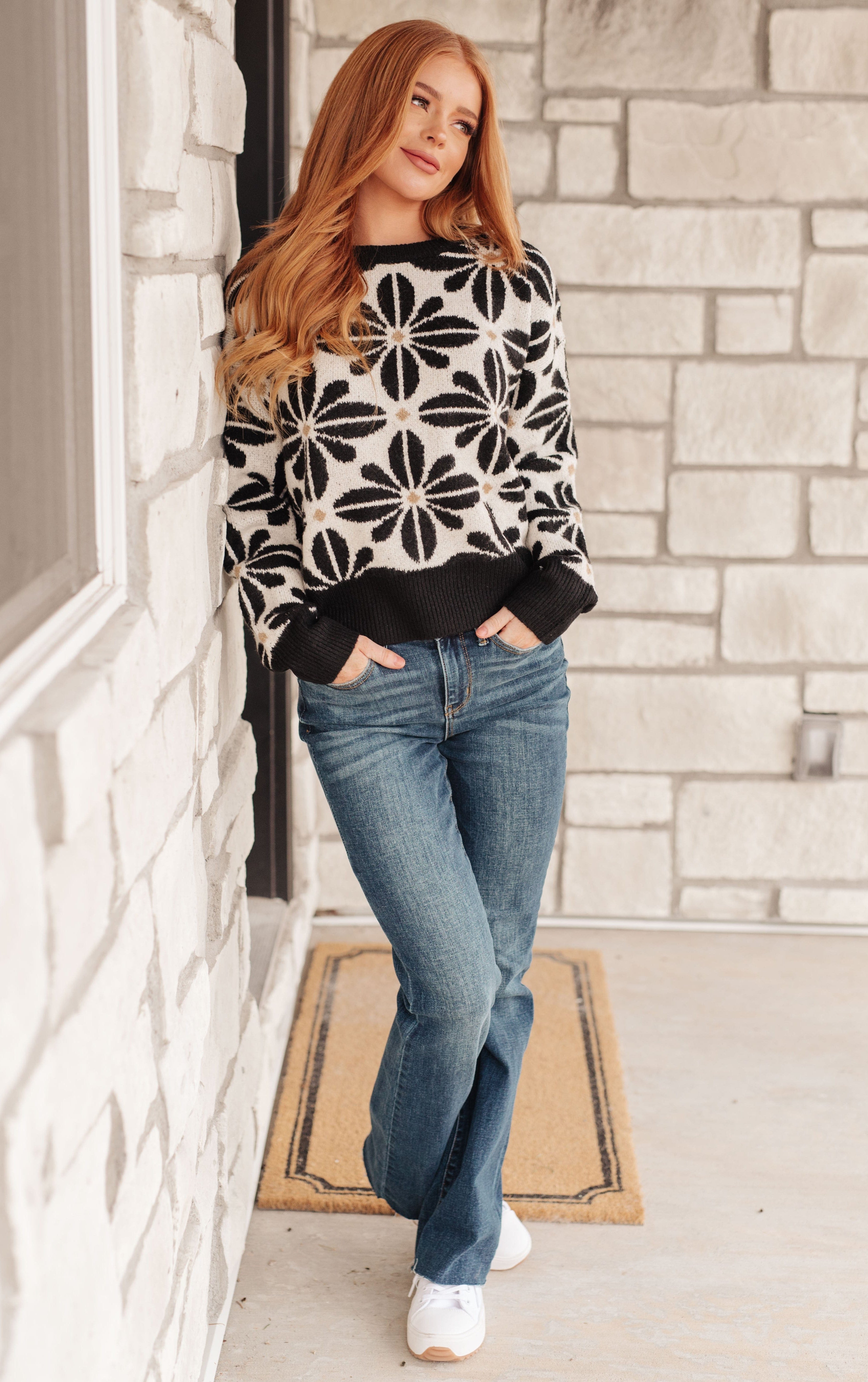Mid Mod Floral Sweater-Womens-Stay Foxy Boutique, Florissant, Missouri