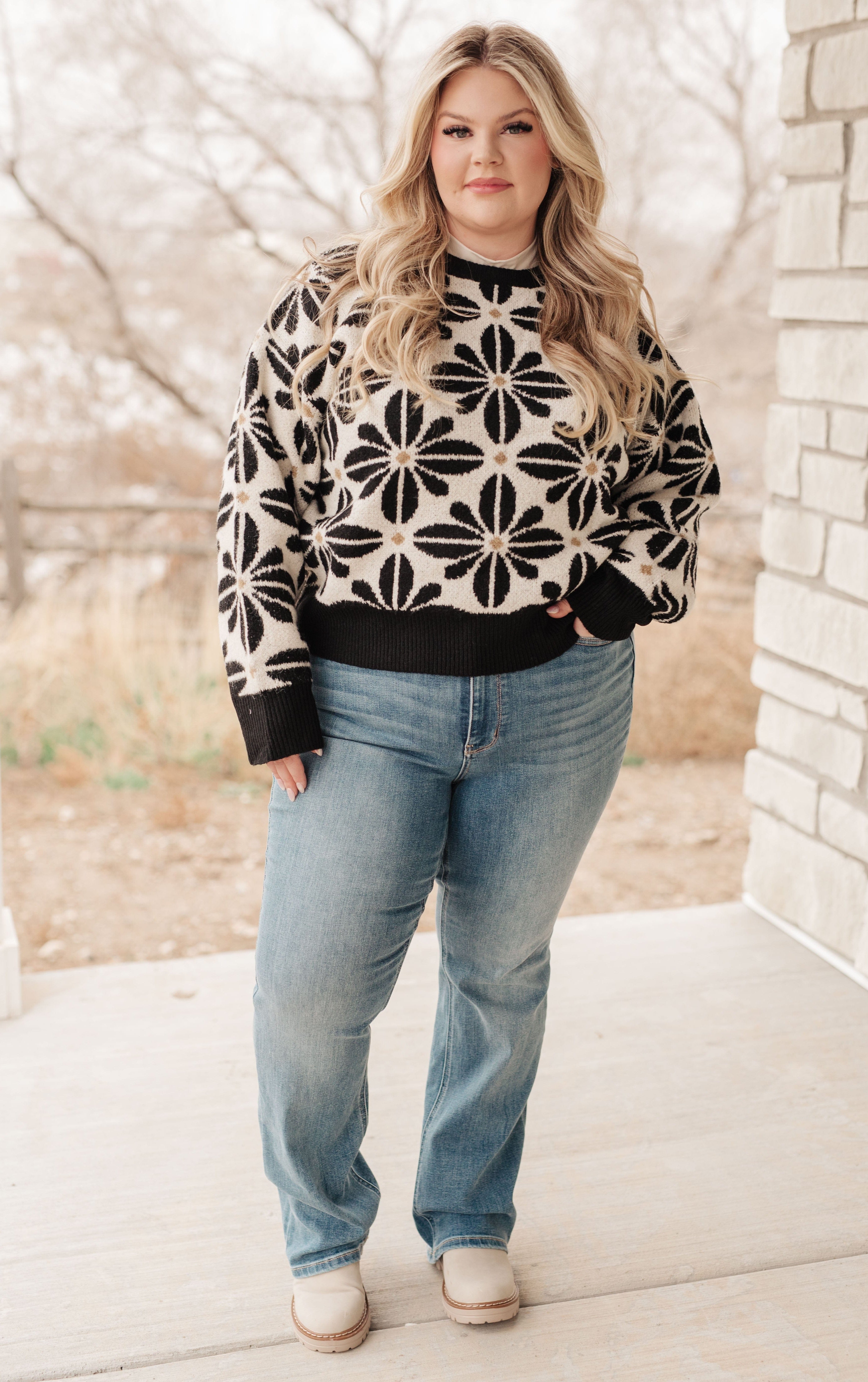 Mid Mod Floral Sweater-Womens-Stay Foxy Boutique, Florissant, Missouri