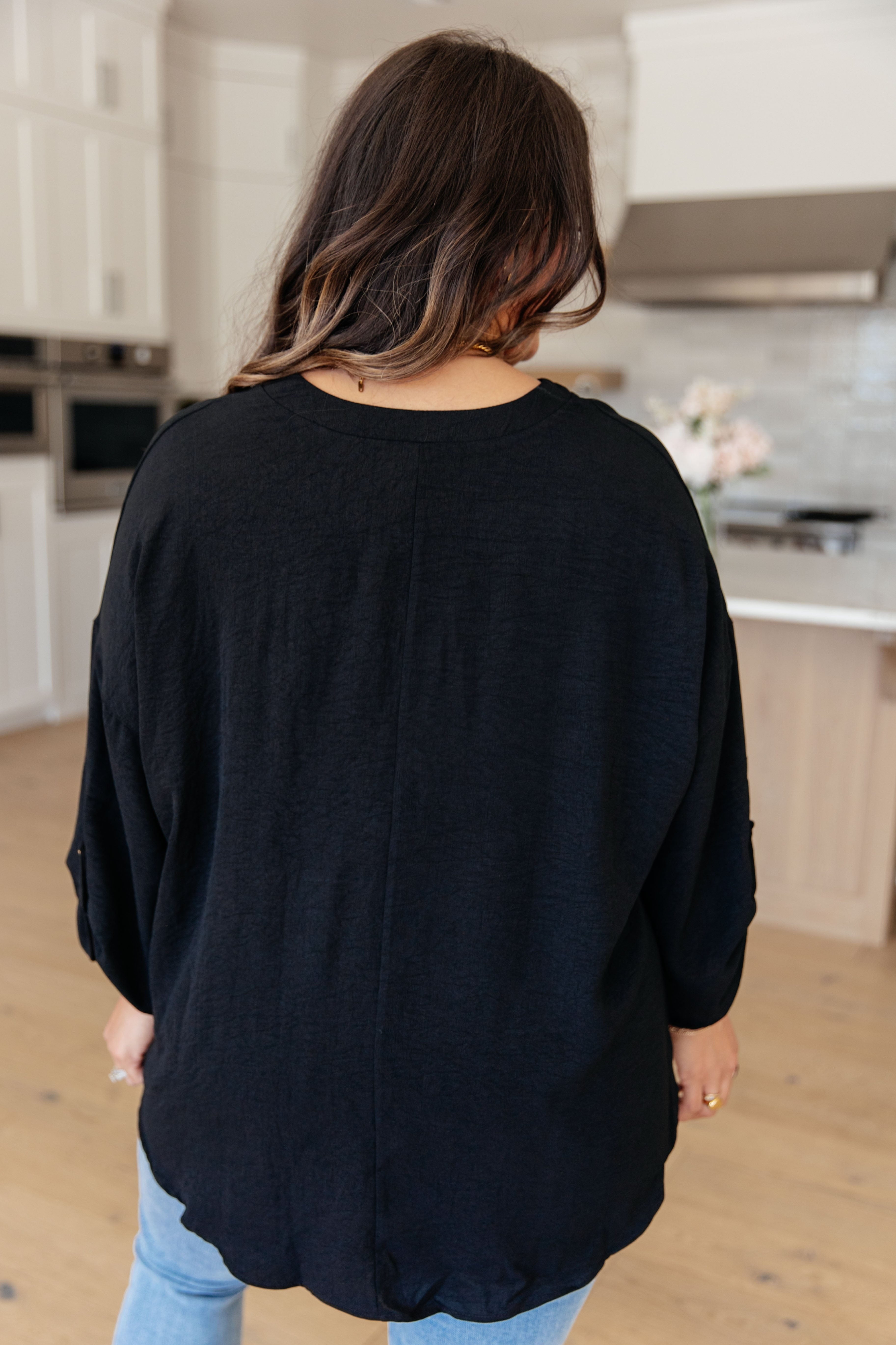 Midnight In Manhattan V-Neck Blouse-Womens-Stay Foxy Boutique, Florissant, Missouri