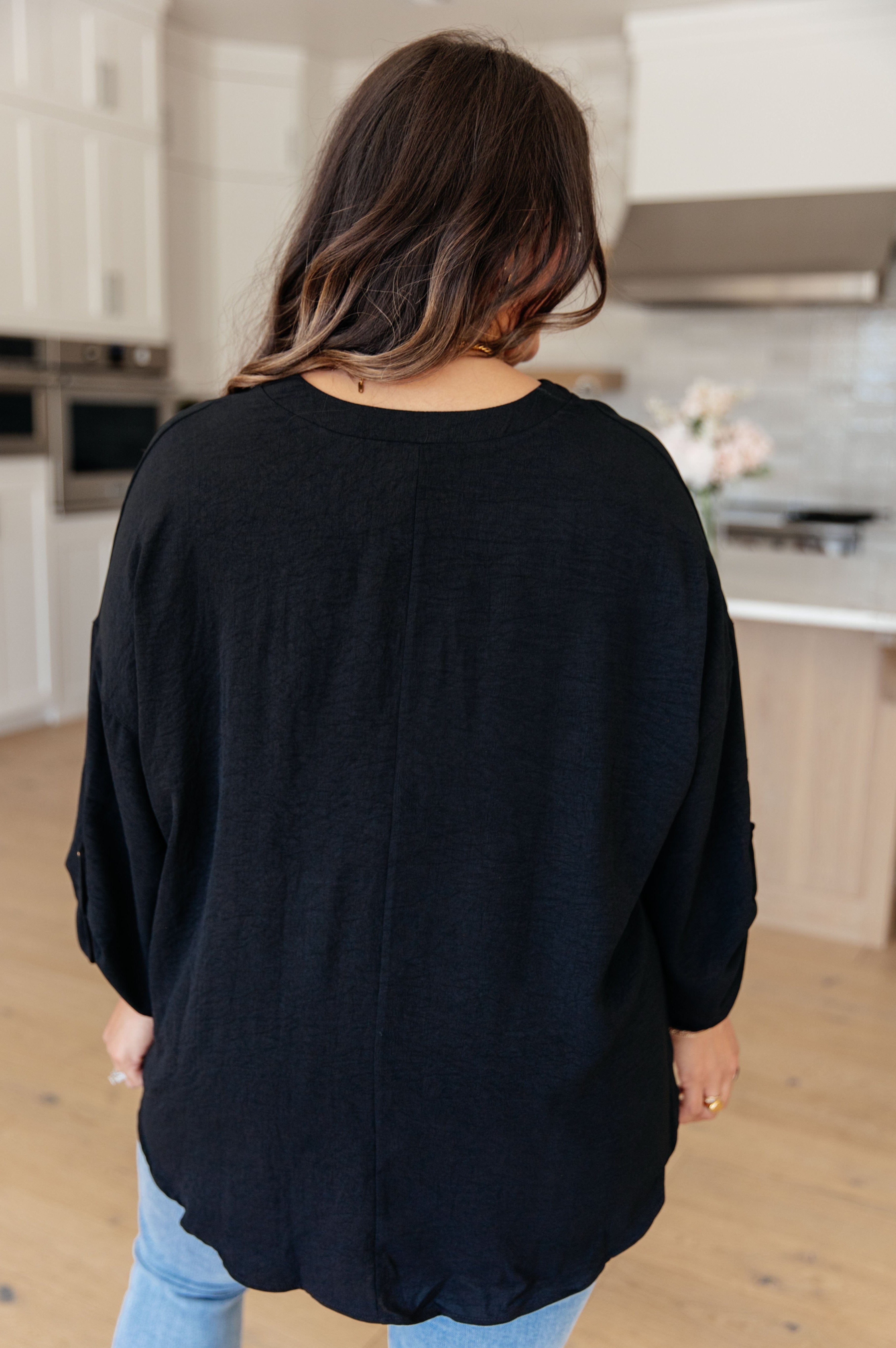 Midnight In Manhattan V-Neck Blouse-Womens-Stay Foxy Boutique, Florissant, Missouri